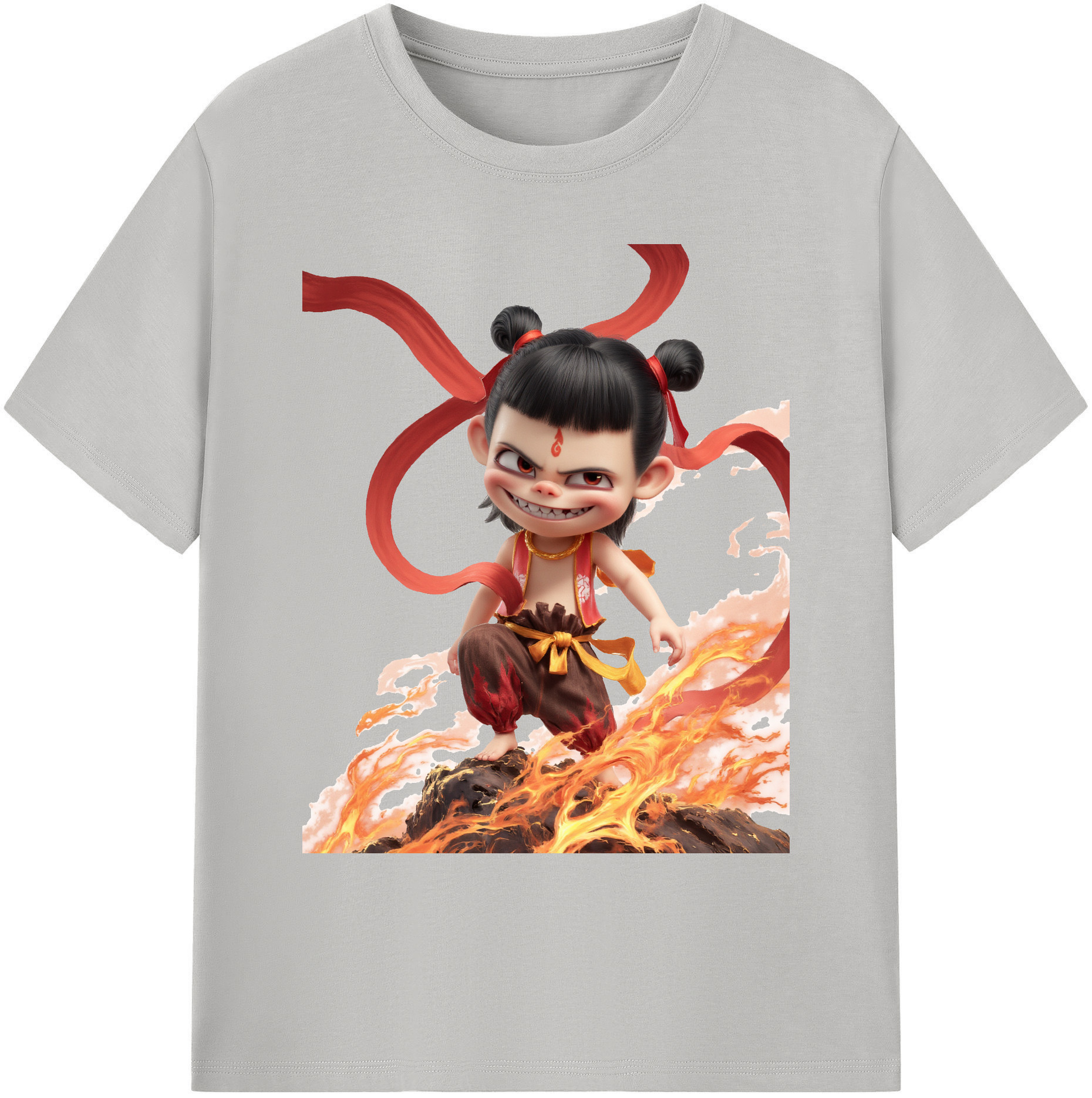 （画像用） Ne Zha 2 ナタ 魔童の大暴れ 綿100％ メンズ半袖Tシャツ｜肌触りやわらか＆通気性