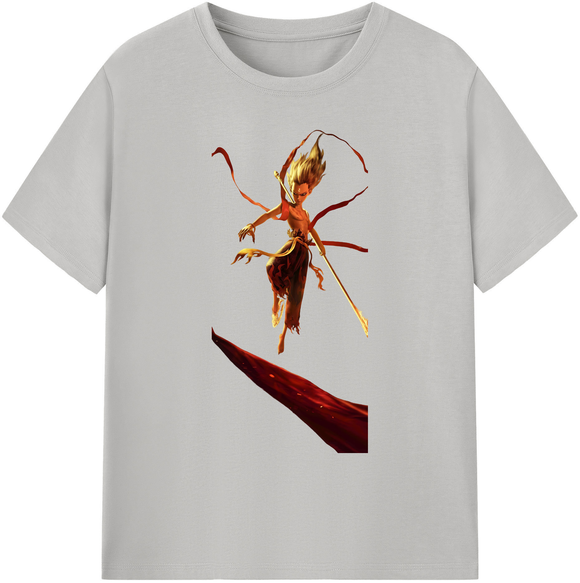 （画像用） Ne Zha 2 ナタ 魔童の大暴れ 綿100％ メンズ半袖Tシャツ｜肌触りやわらか＆通気性