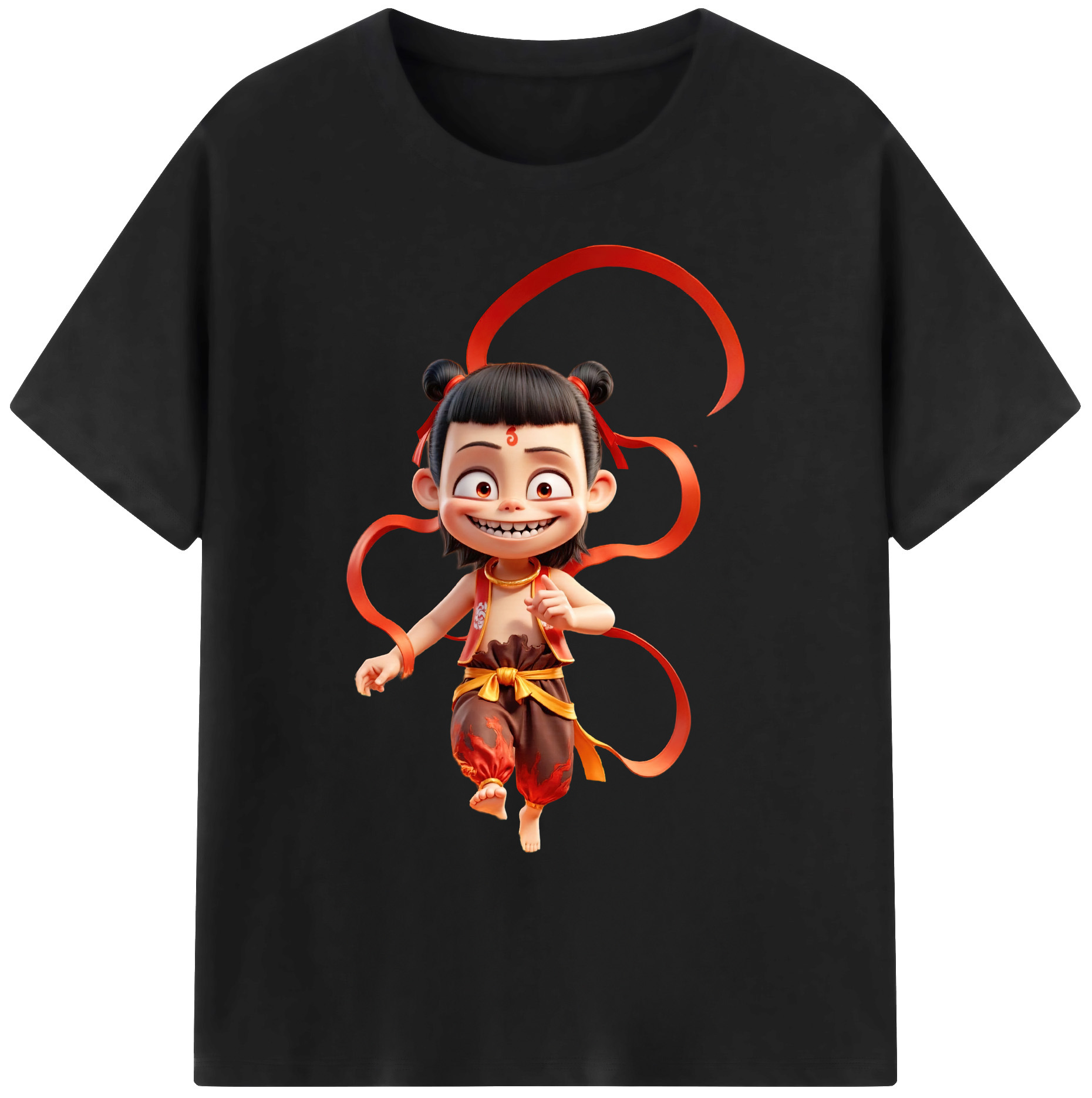（画像用） Ne Zha 2 ナタ 魔童の大暴れ 綿100％ メンズ半袖Tシャツ｜肌触りやわらか＆通気性