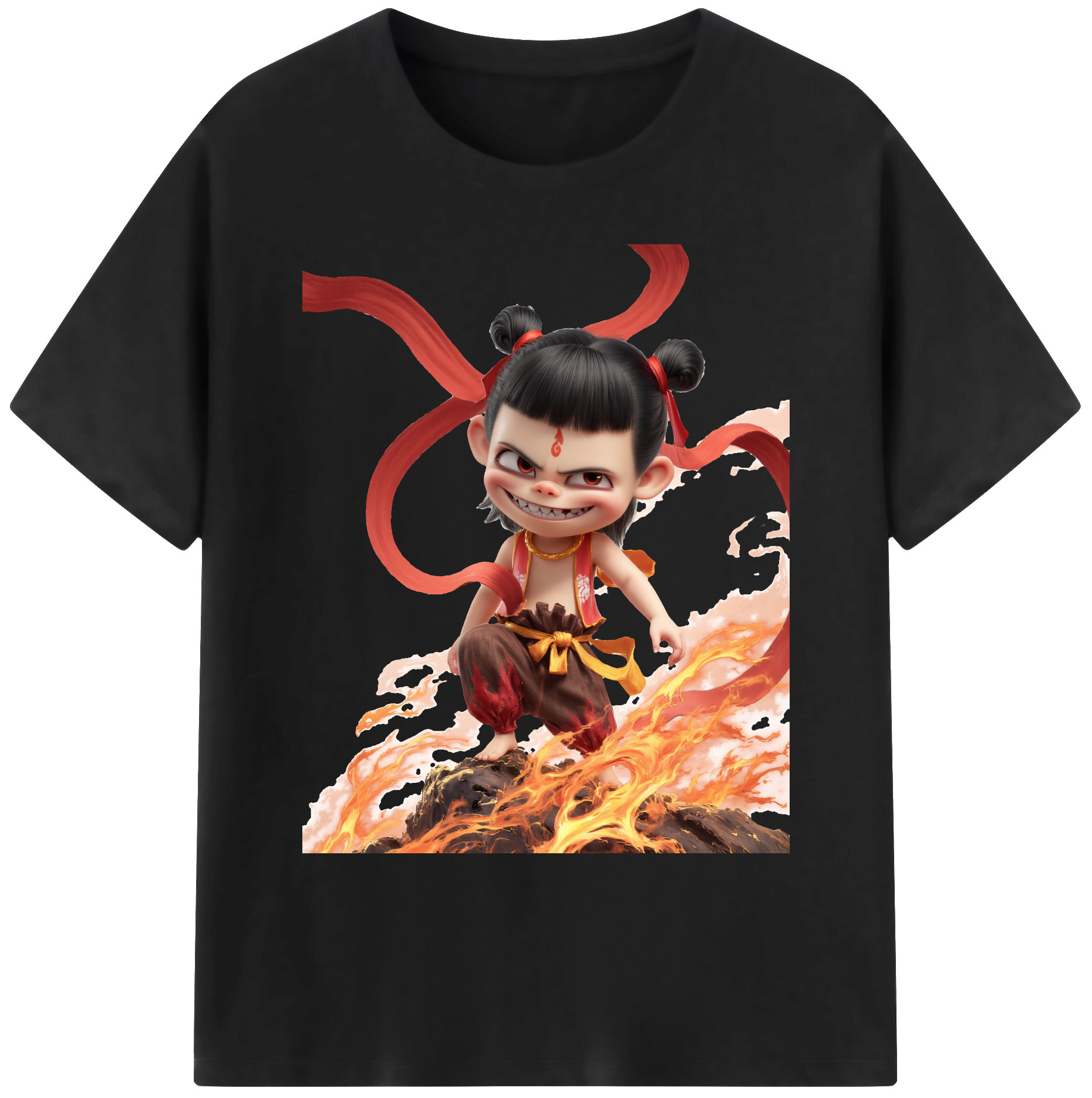 （画像用） Ne Zha 2 ナタ 魔童の大暴れ 綿100％ メンズ半袖Tシャツ｜肌触りやわらか＆通気性