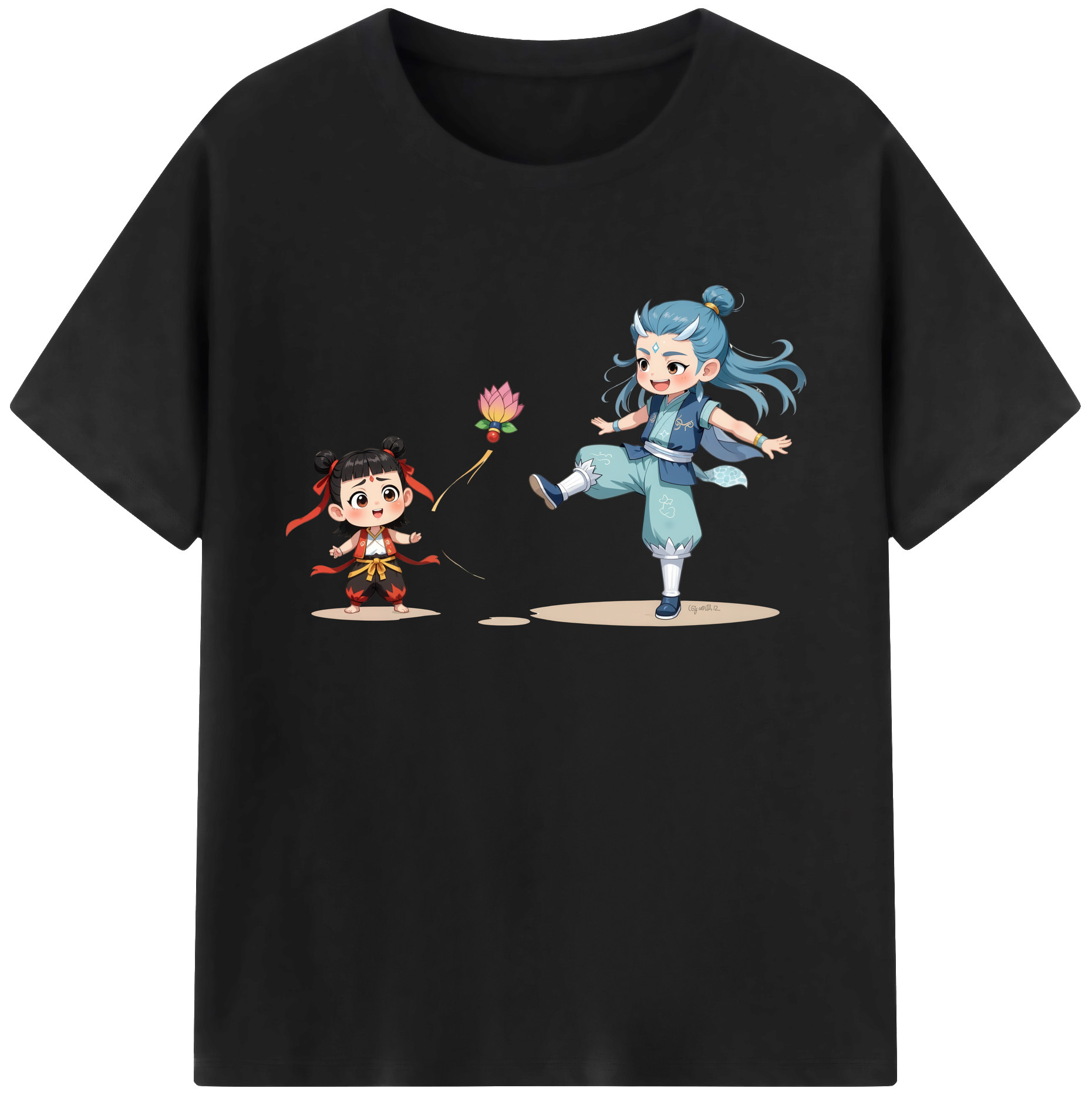 （画像用） Ne Zha 2 ナタ 魔童の大暴れ 綿100％ メンズ半袖Tシャツ｜肌触りやわらか＆通気性