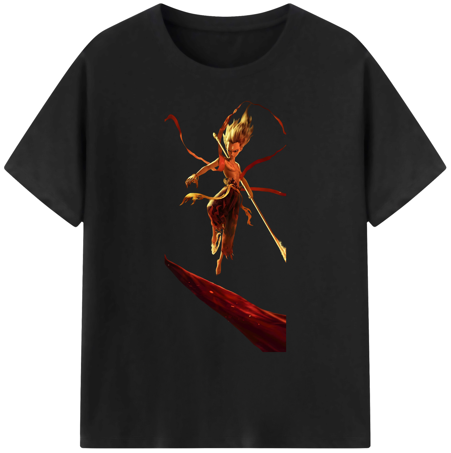 （画像用） Ne Zha 2 ナタ 魔童の大暴れ 綿100％ メンズ半袖Tシャツ｜肌触りやわらか＆通気性