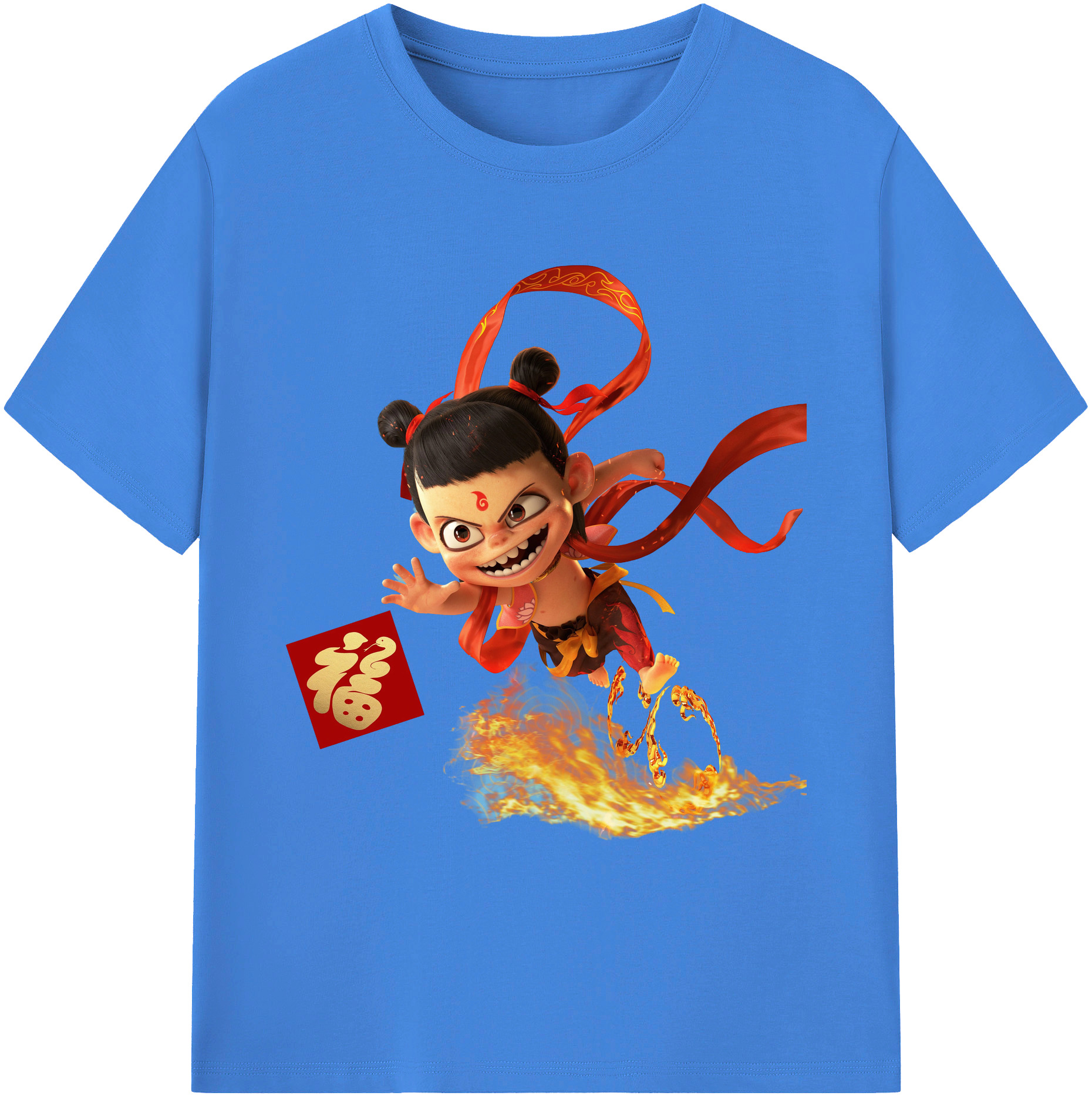 （画像用） Ne Zha 2 ナタ 魔童の大暴れ 綿100％ メンズ半袖Tシャツ｜肌触りやわらか＆通気性