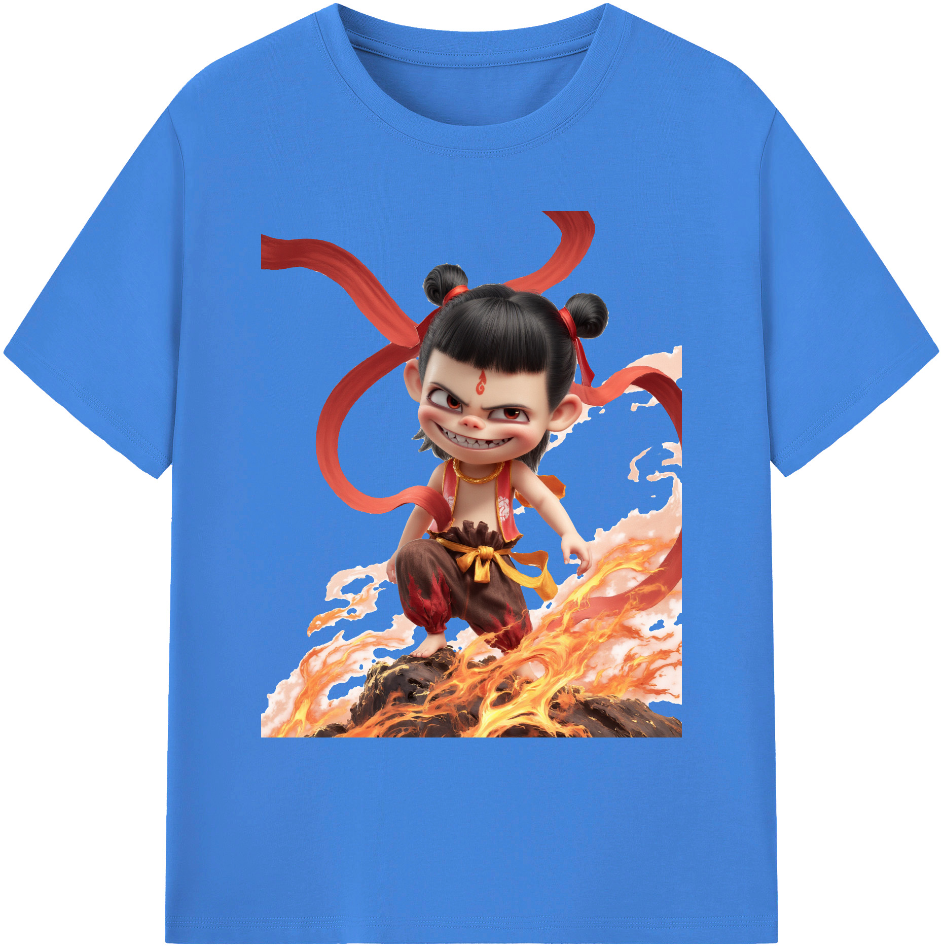 （画像用） Ne Zha 2 ナタ 魔童の大暴れ 綿100％ メンズ半袖Tシャツ｜肌触りやわらか＆通気性