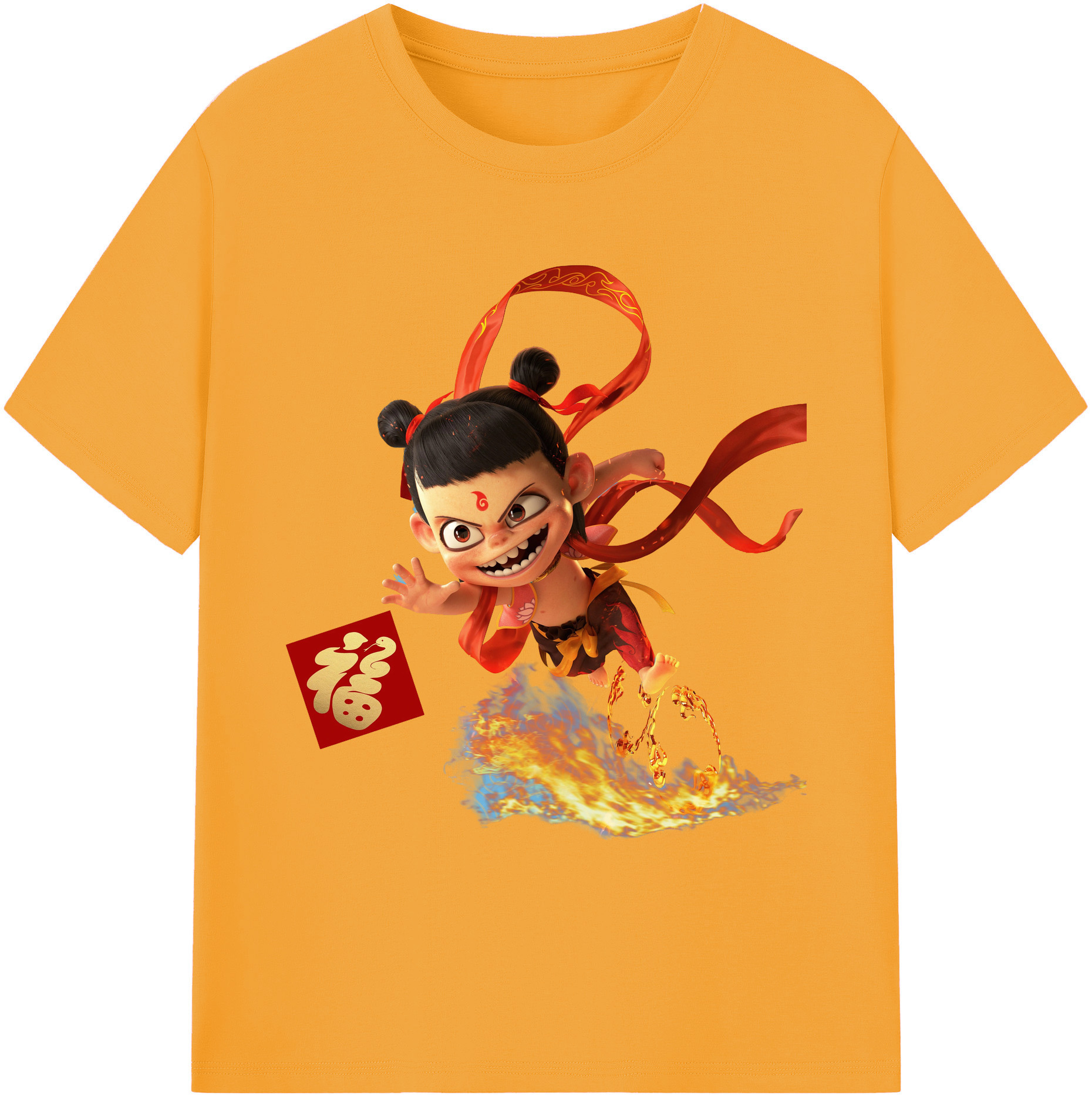 （画像用） Ne Zha 2 ナタ 魔童の大暴れ 綿100％ メンズ半袖Tシャツ｜肌触りやわらか＆通気性