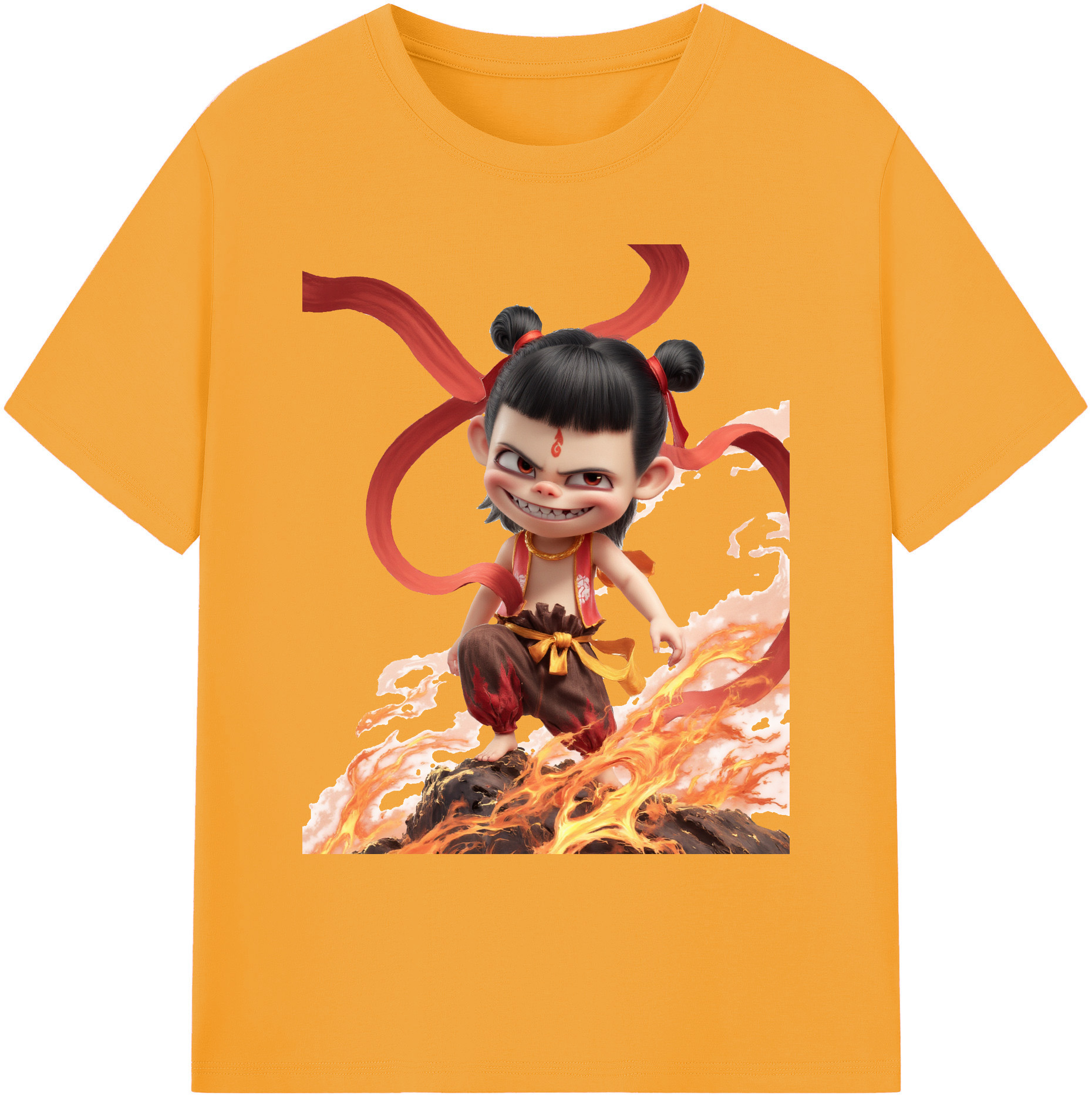（画像用） Ne Zha 2 ナタ 魔童の大暴れ 綿100％ メンズ半袖Tシャツ｜肌触りやわらか＆通気性