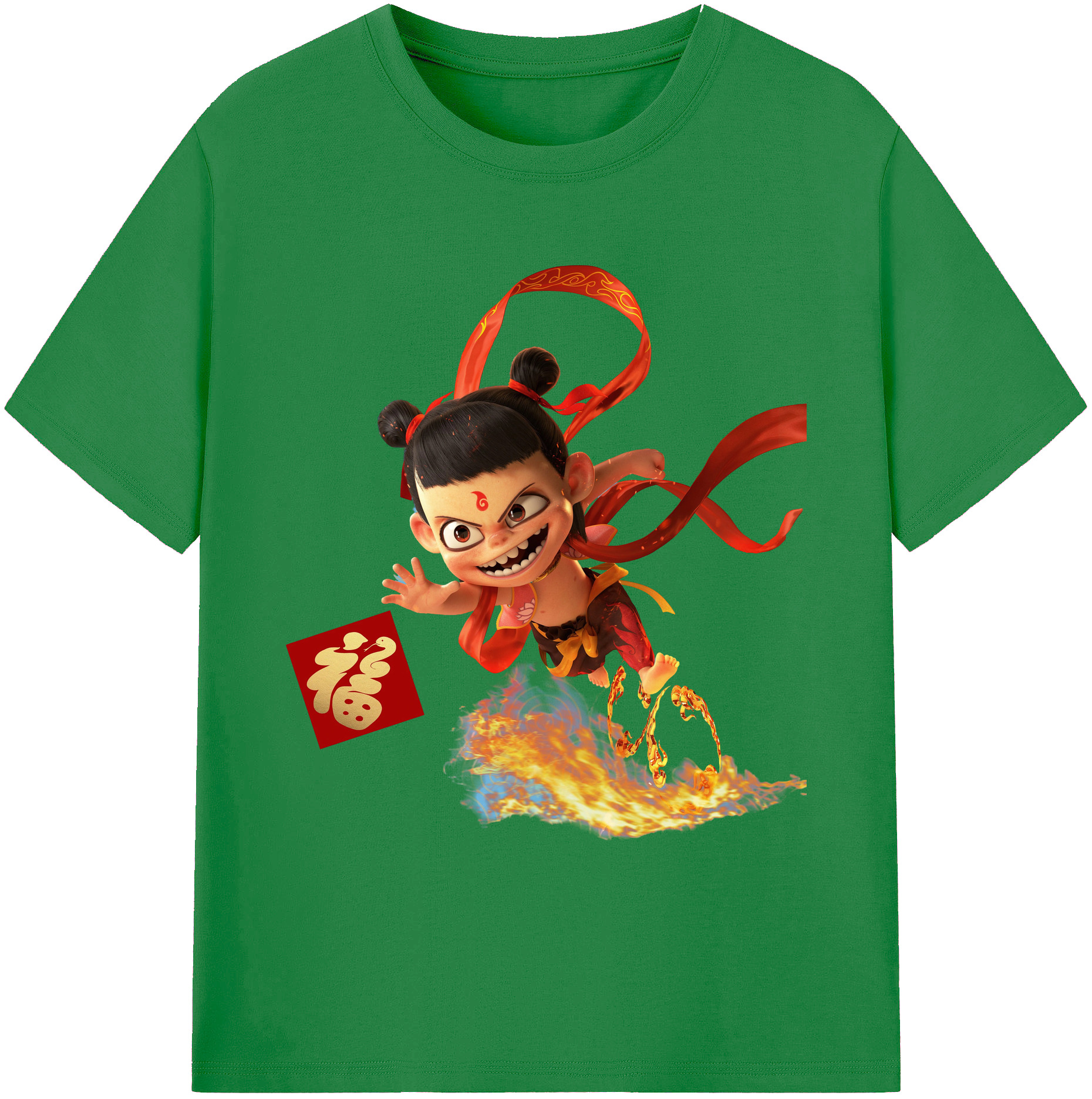 （画像用） Ne Zha 2 ナタ 魔童の大暴れ 綿100％ メンズ半袖Tシャツ｜肌触りやわらか＆通気性