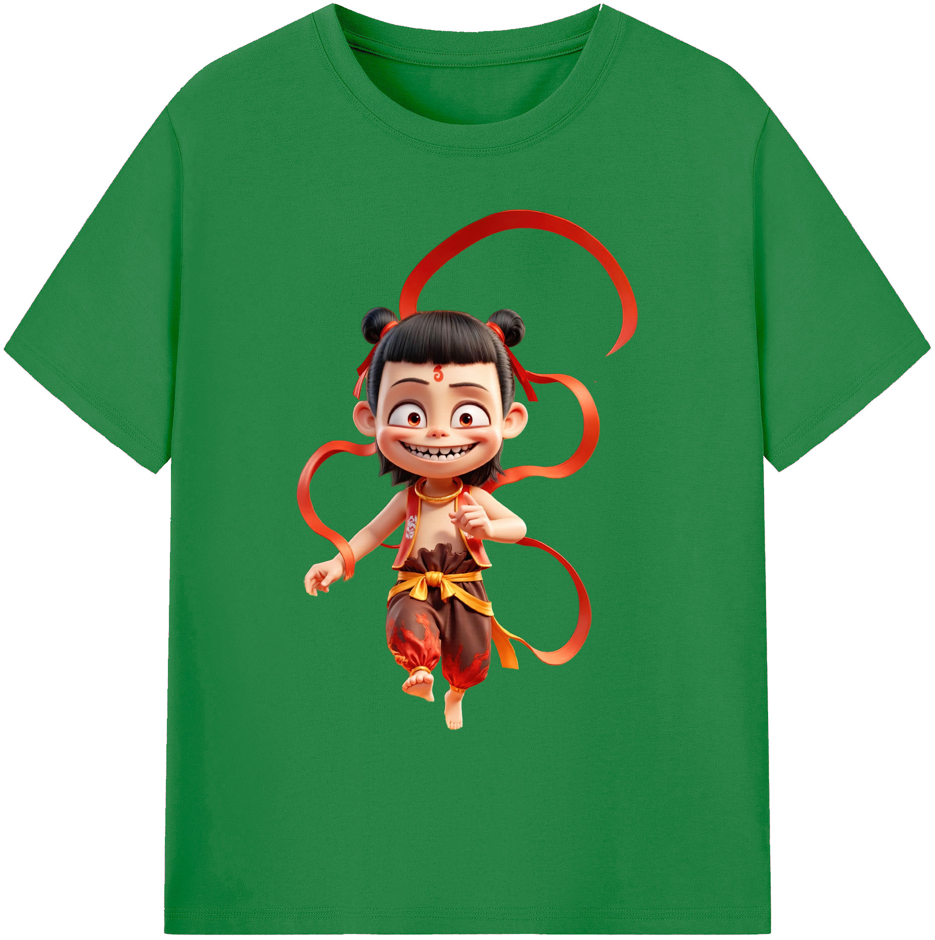 （画像用） Ne Zha 2 ナタ 魔童の大暴れ 綿100％ メンズ半袖Tシャツ｜肌触りやわらか＆通気性
