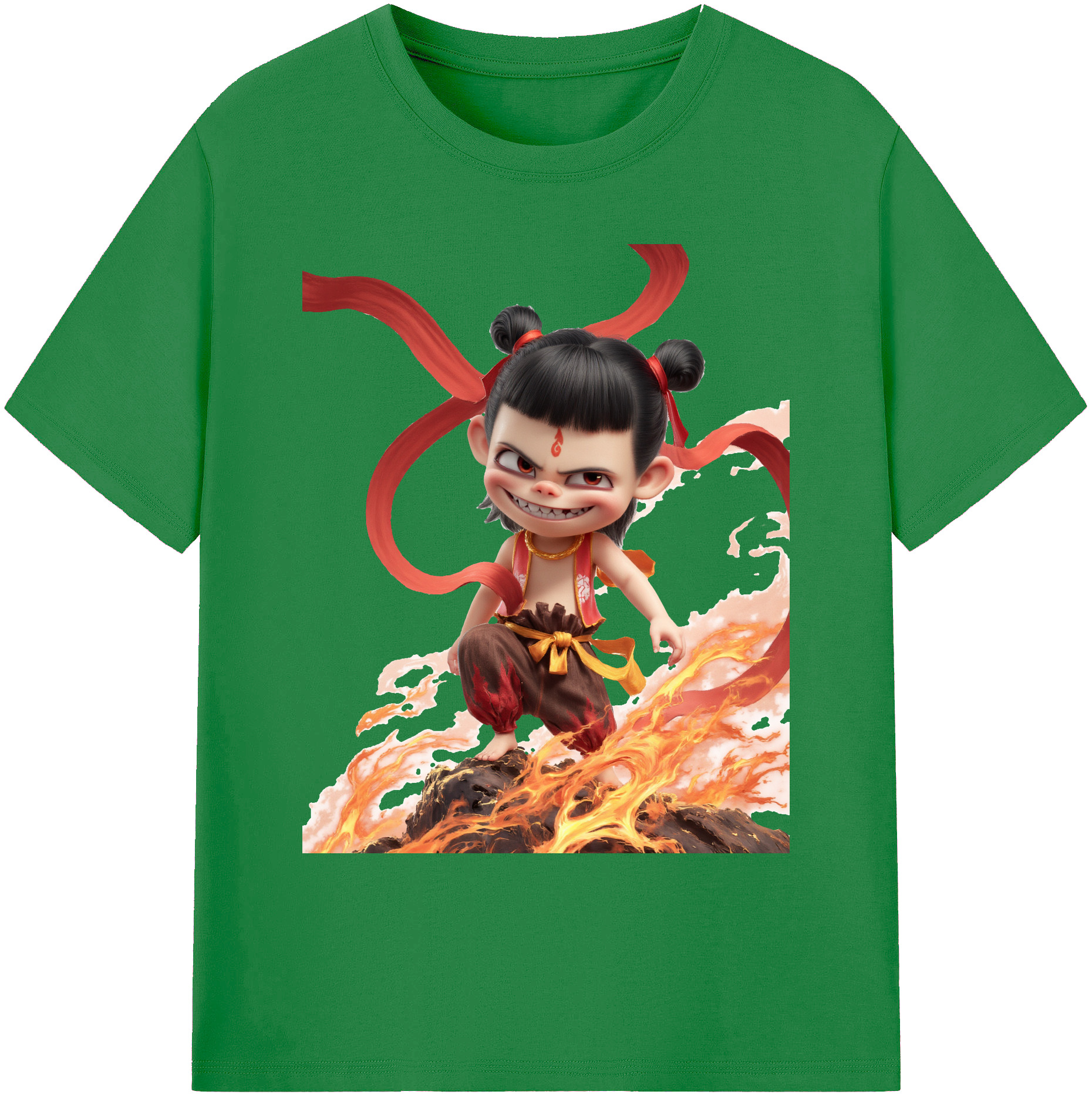 （画像用） Ne Zha 2 ナタ 魔童の大暴れ 綿100％ メンズ半袖Tシャツ｜肌触りやわらか＆通気性