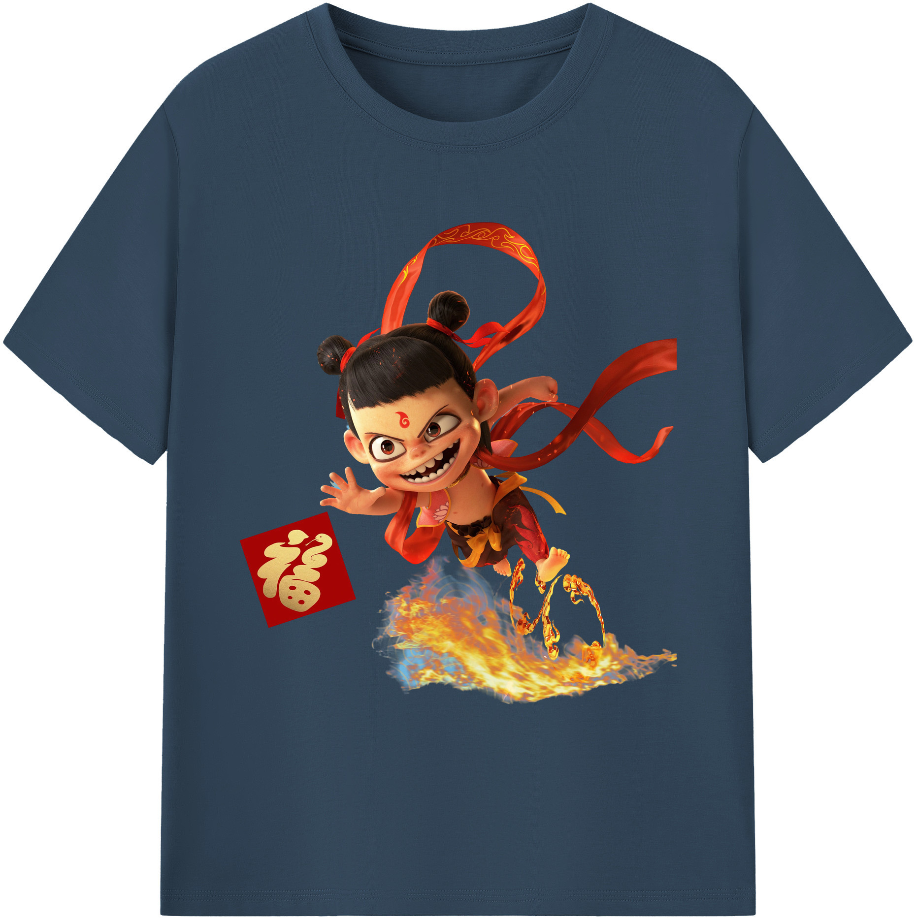 （画像用） Ne Zha 2 ナタ 魔童の大暴れ 綿100％ メンズ半袖Tシャツ｜肌触りやわらか＆通気性