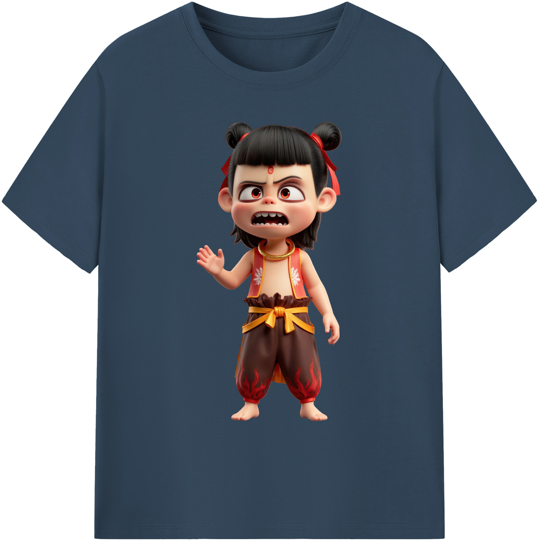 （画像用） Ne Zha 2 ナタ 魔童の大暴れ 綿100％ メンズ半袖Tシャツ｜肌触りやわらか＆通気性