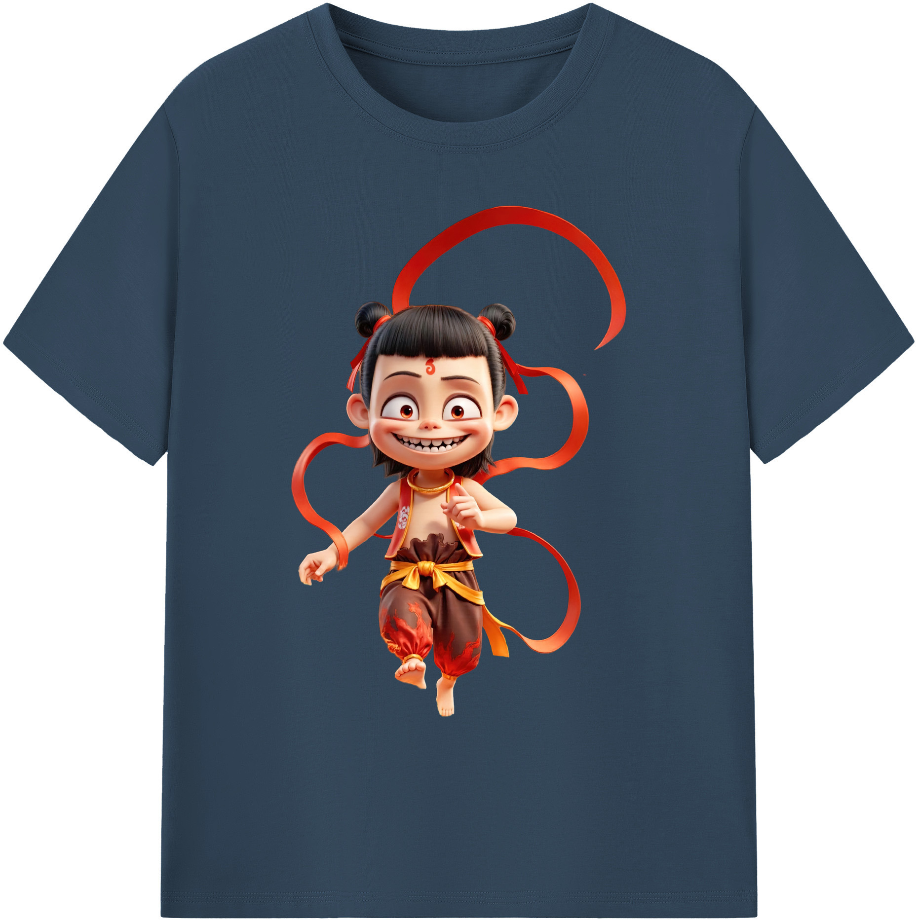 （画像用） Ne Zha 2 ナタ 魔童の大暴れ 綿100％ メンズ半袖Tシャツ｜肌触りやわらか＆通気性
