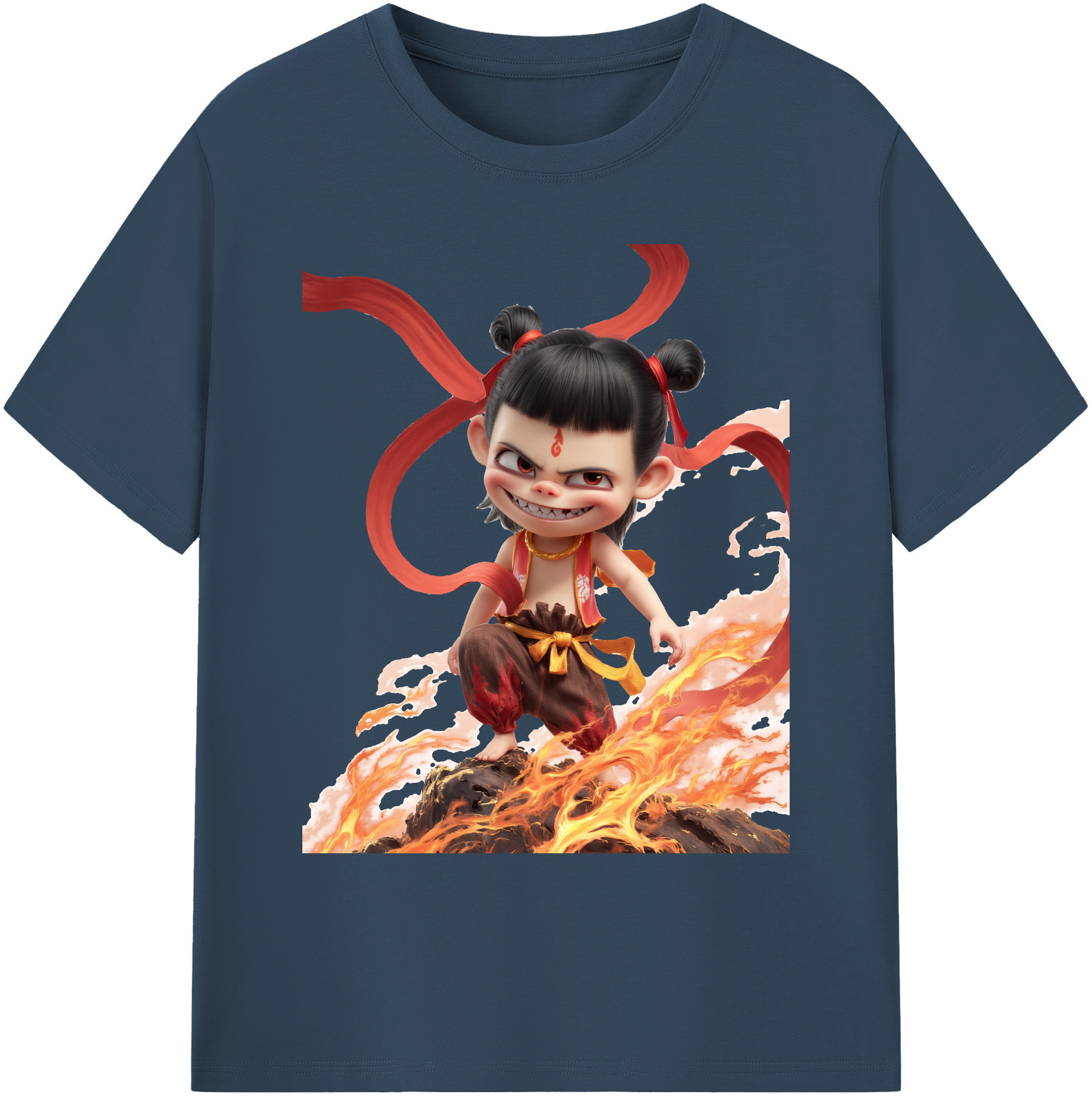 （画像用） Ne Zha 2 ナタ 魔童の大暴れ 綿100％ メンズ半袖Tシャツ｜肌触りやわらか＆通気性