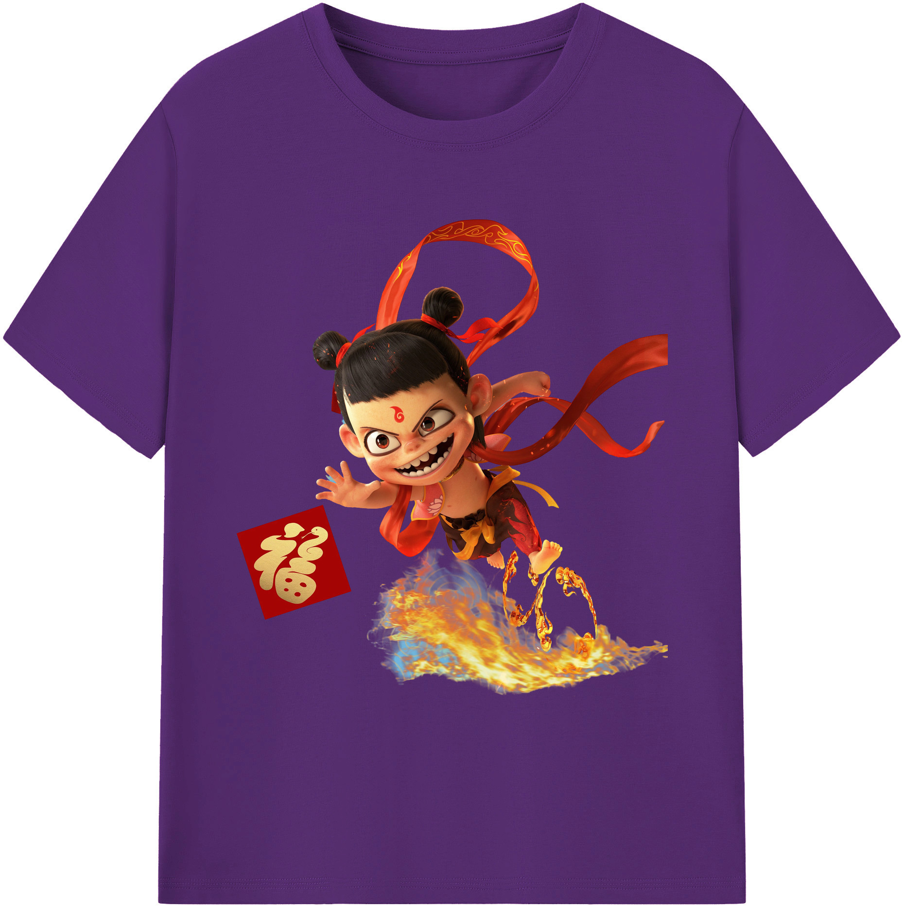 （画像用） Ne Zha 2 ナタ 魔童の大暴れ 綿100％ メンズ半袖Tシャツ｜肌触りやわらか＆通気性