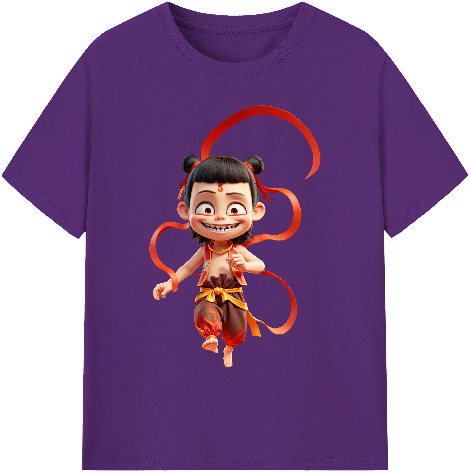 （画像用） Ne Zha 2 ナタ 魔童の大暴れ 綿100％ メンズ半袖Tシャツ｜肌触りやわらか＆通気性