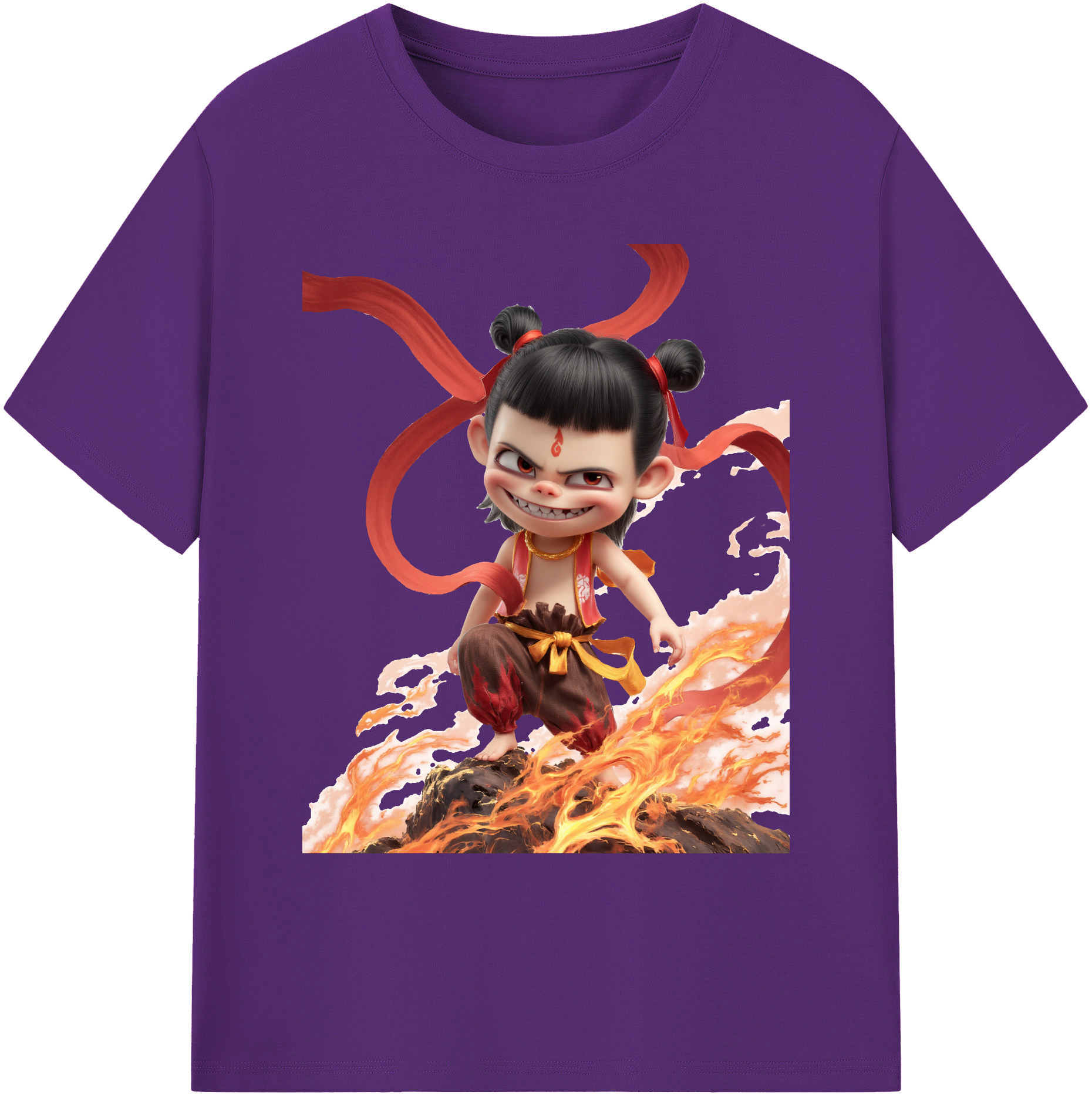 （画像用） Ne Zha 2 ナタ 魔童の大暴れ 綿100％ メンズ半袖Tシャツ｜肌触りやわらか＆通気性