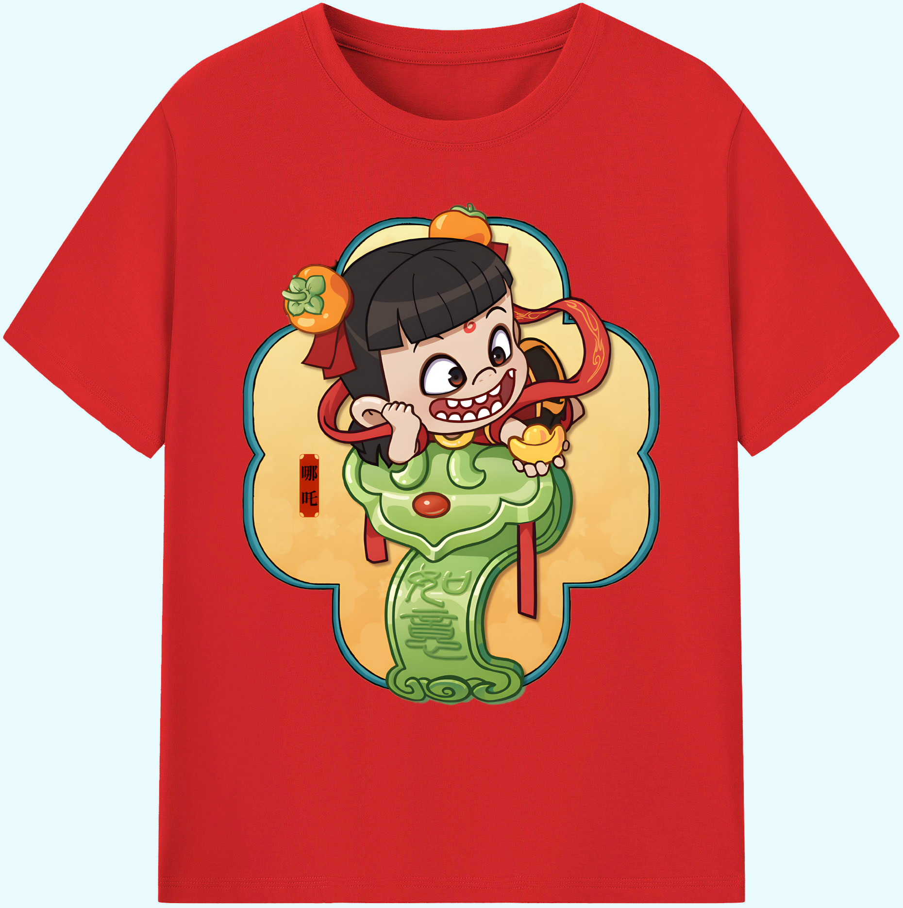 （画像用） Ne Zha 2 ナタ 魔童の大暴れ 綿100％ メンズ半袖Tシャツ｜肌触りやわらか＆通気性
