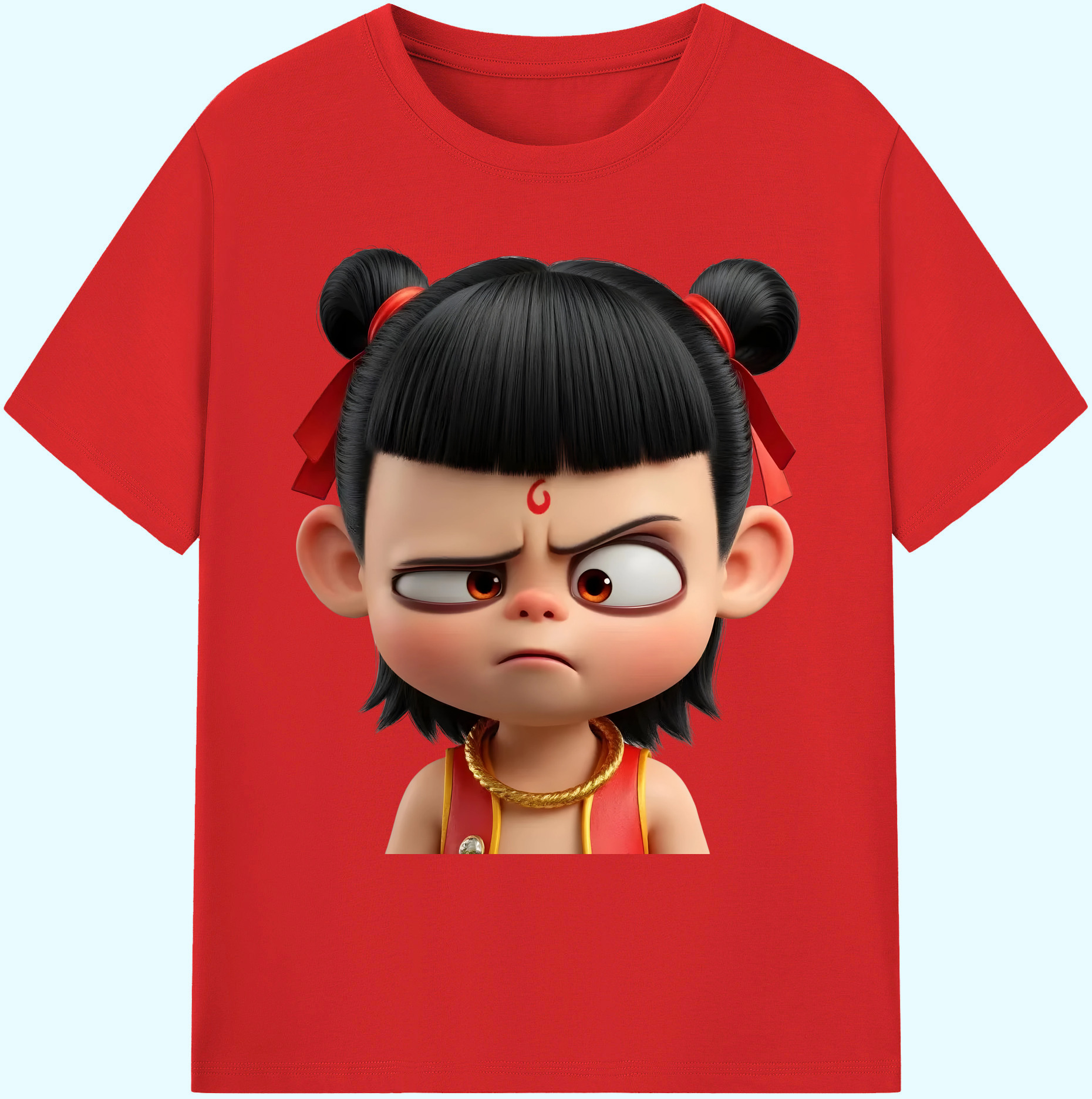 （画像用） Ne Zha 2 ナタ 魔童の大暴れ 綿100％ メンズ半袖Tシャツ｜肌触りやわらか＆通気性