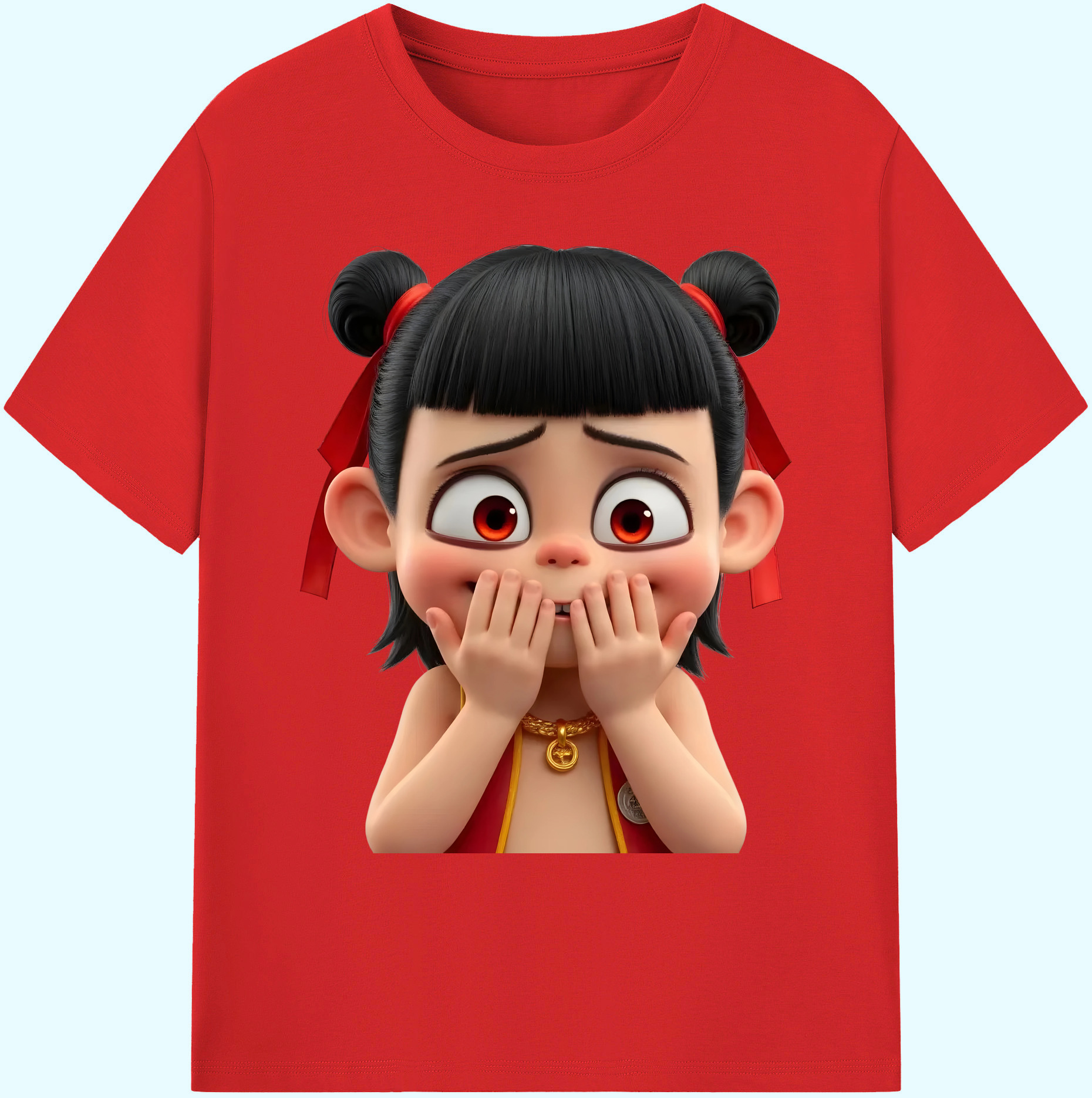 （画像用） Ne Zha 2 ナタ 魔童の大暴れ 綿100％ メンズ半袖Tシャツ｜肌触りやわらか＆通気性