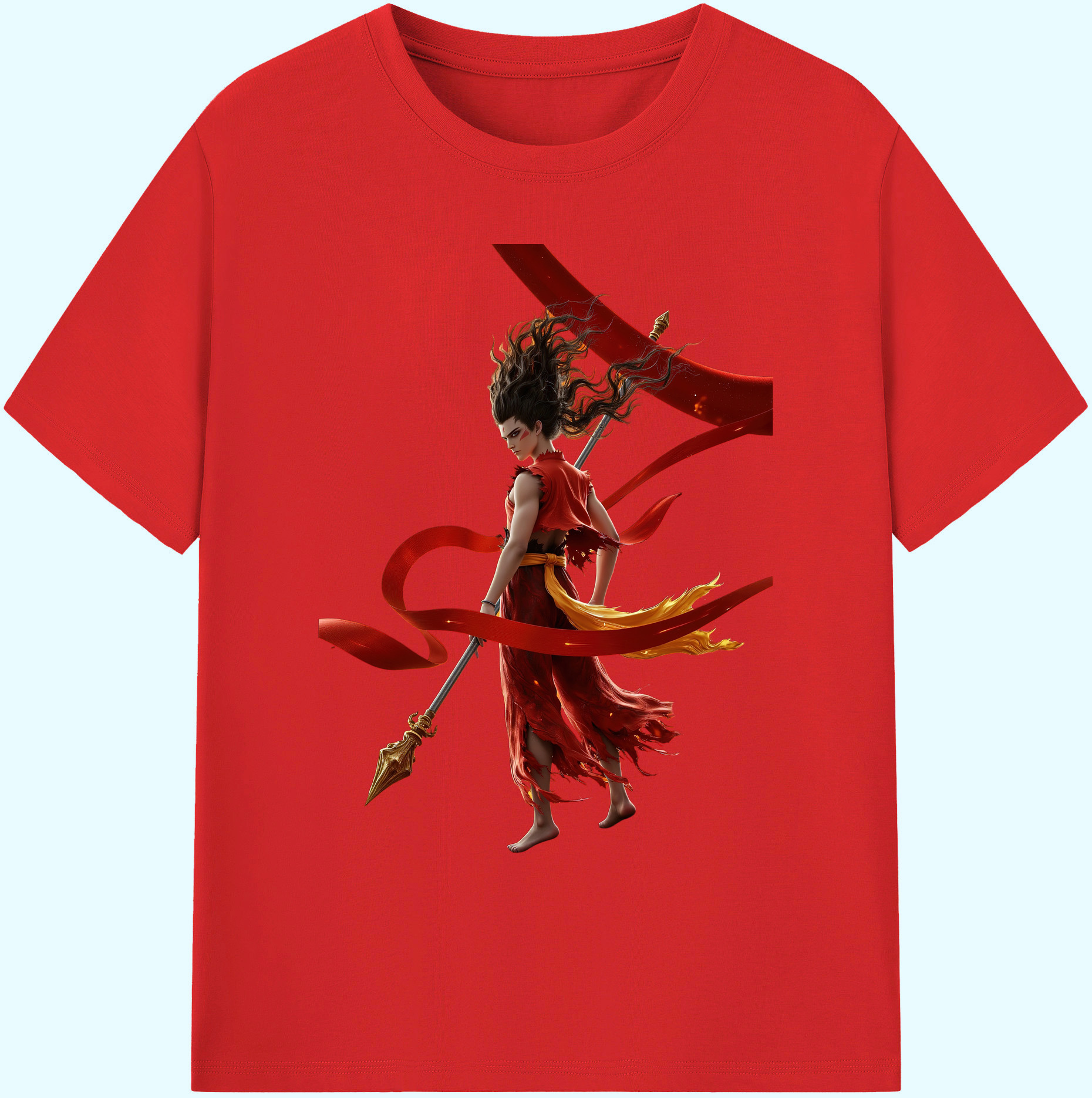（画像用） Ne Zha 2 ナタ 魔童の大暴れ 綿100％ メンズ半袖Tシャツ｜肌触りやわらか＆通気性