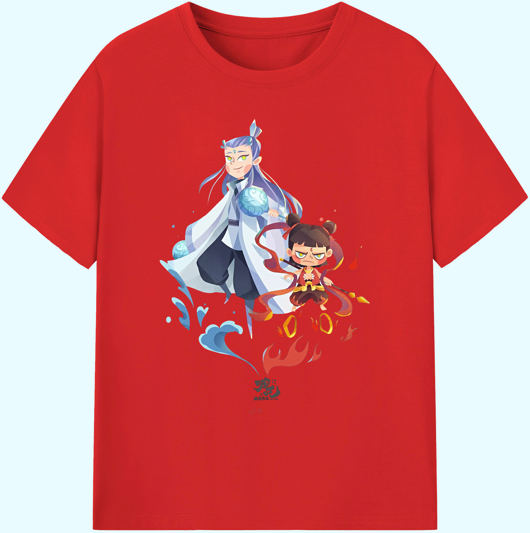 （画像用） Ne Zha 2 ナタ 魔童の大暴れ 綿100％ メンズ半袖Tシャツ｜肌触りやわらか＆通気性