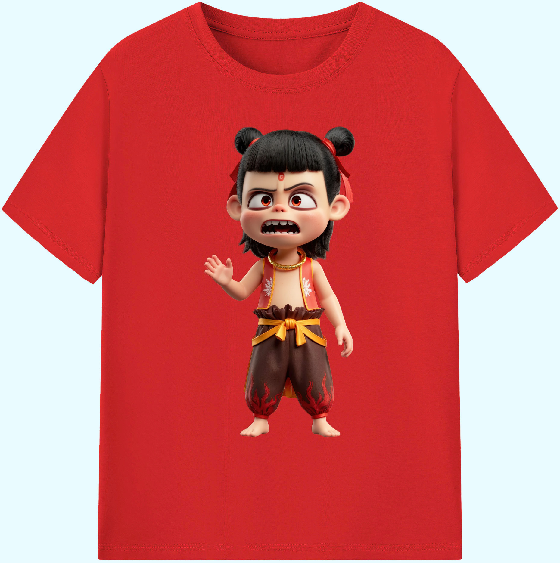（画像用） Ne Zha 2 ナタ 魔童の大暴れ 綿100％ メンズ半袖Tシャツ｜肌触りやわらか＆通気性