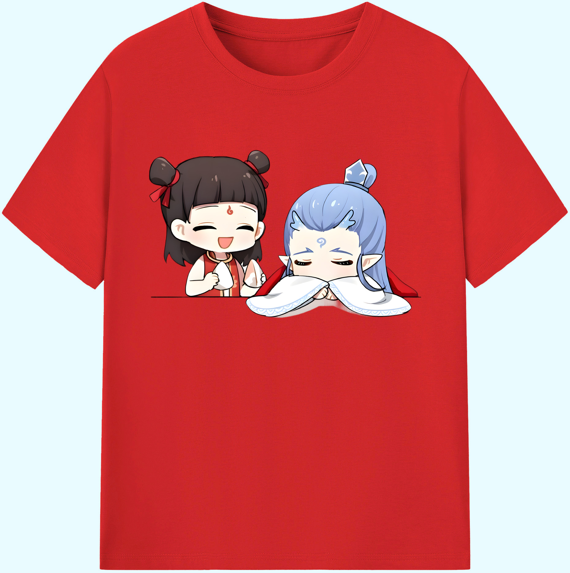 （画像用） Ne Zha 2 ナタ 魔童の大暴れ 綿100％ メンズ半袖Tシャツ｜肌触りやわらか＆通気性