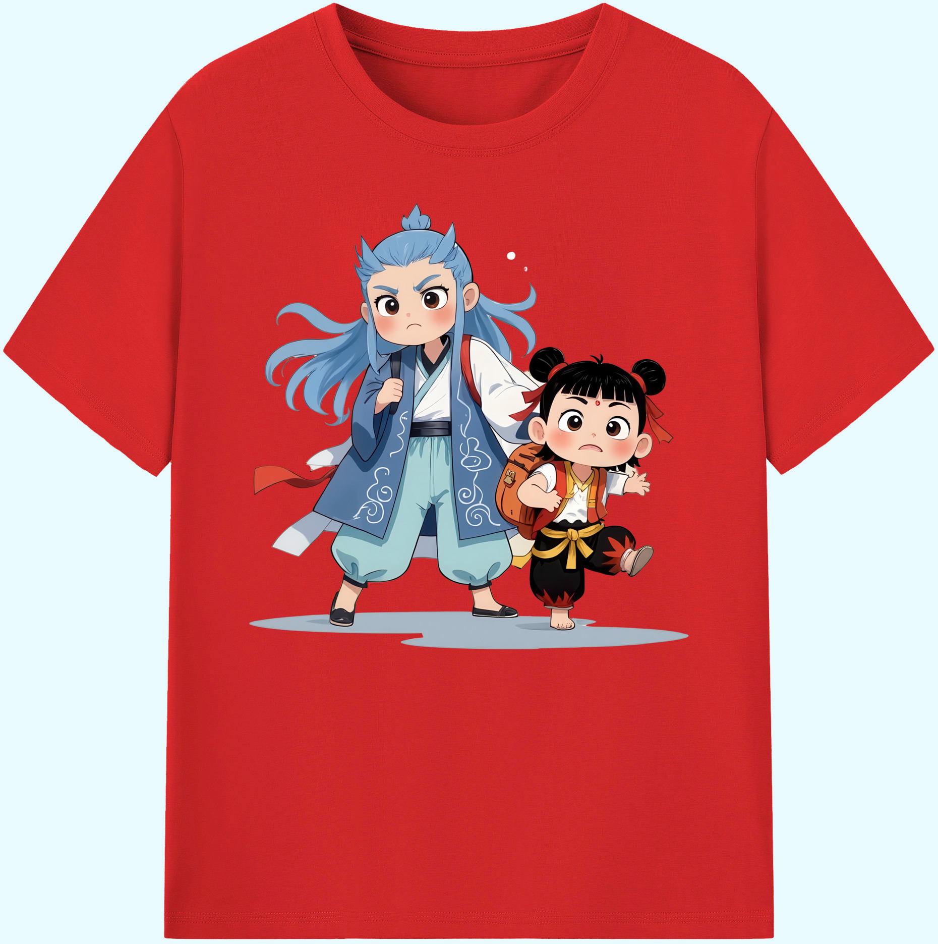 （画像用） Ne Zha 2 ナタ 魔童の大暴れ 綿100％ メンズ半袖Tシャツ｜肌触りやわらか＆通気性