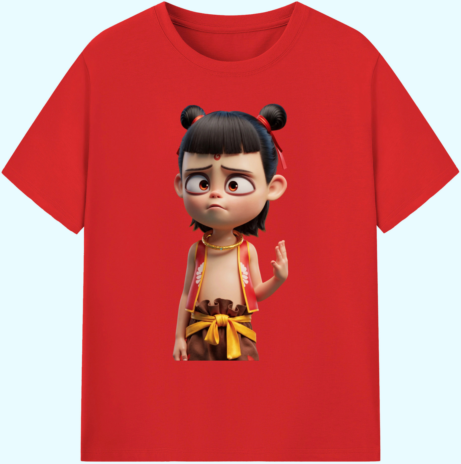 （画像用） Ne Zha 2 ナタ 魔童の大暴れ 綿100％ メンズ半袖Tシャツ｜肌触りやわらか＆通気性