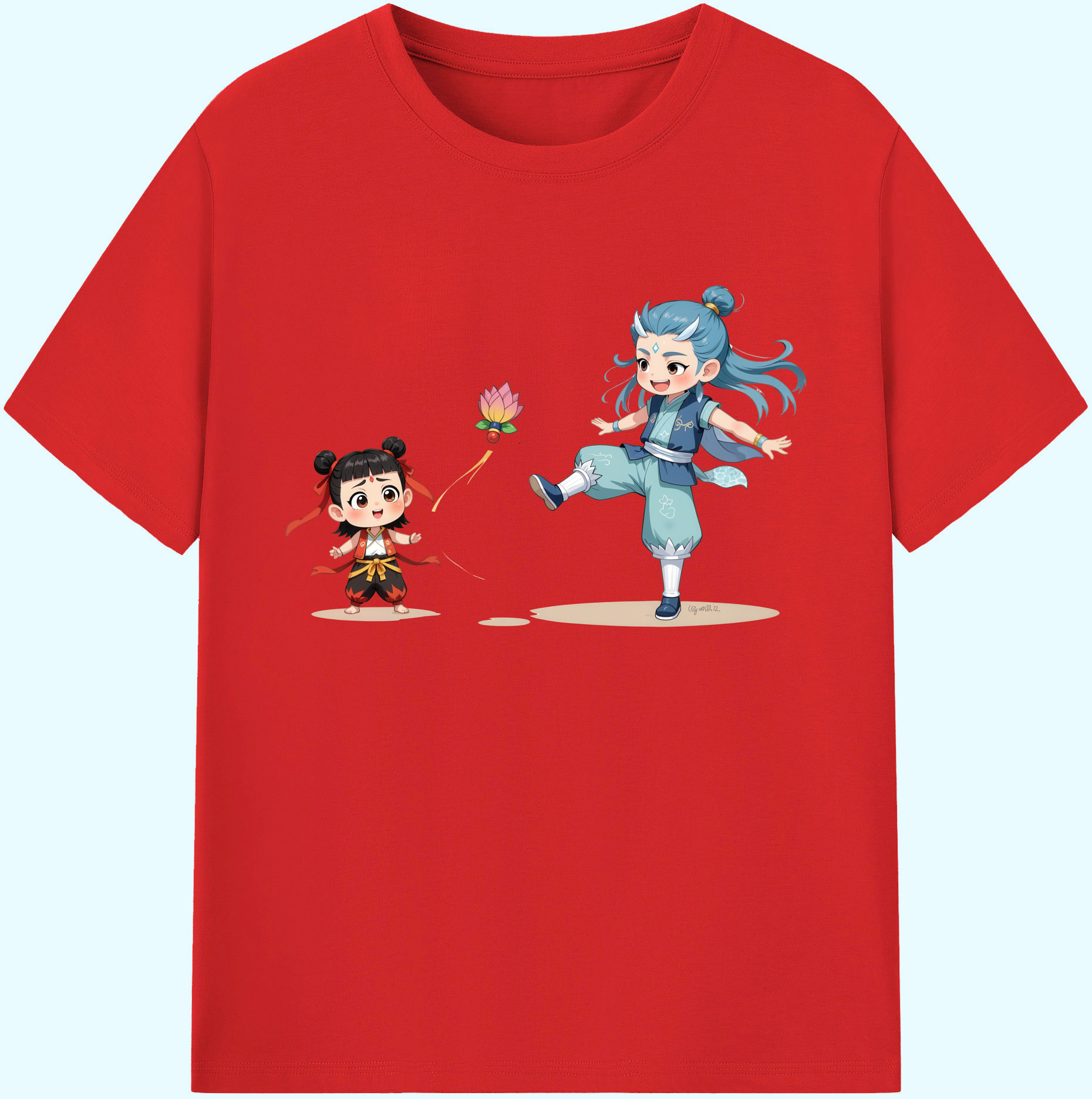 （画像用） Ne Zha 2 ナタ 魔童の大暴れ 綿100％ メンズ半袖Tシャツ｜肌触りやわらか＆通気性