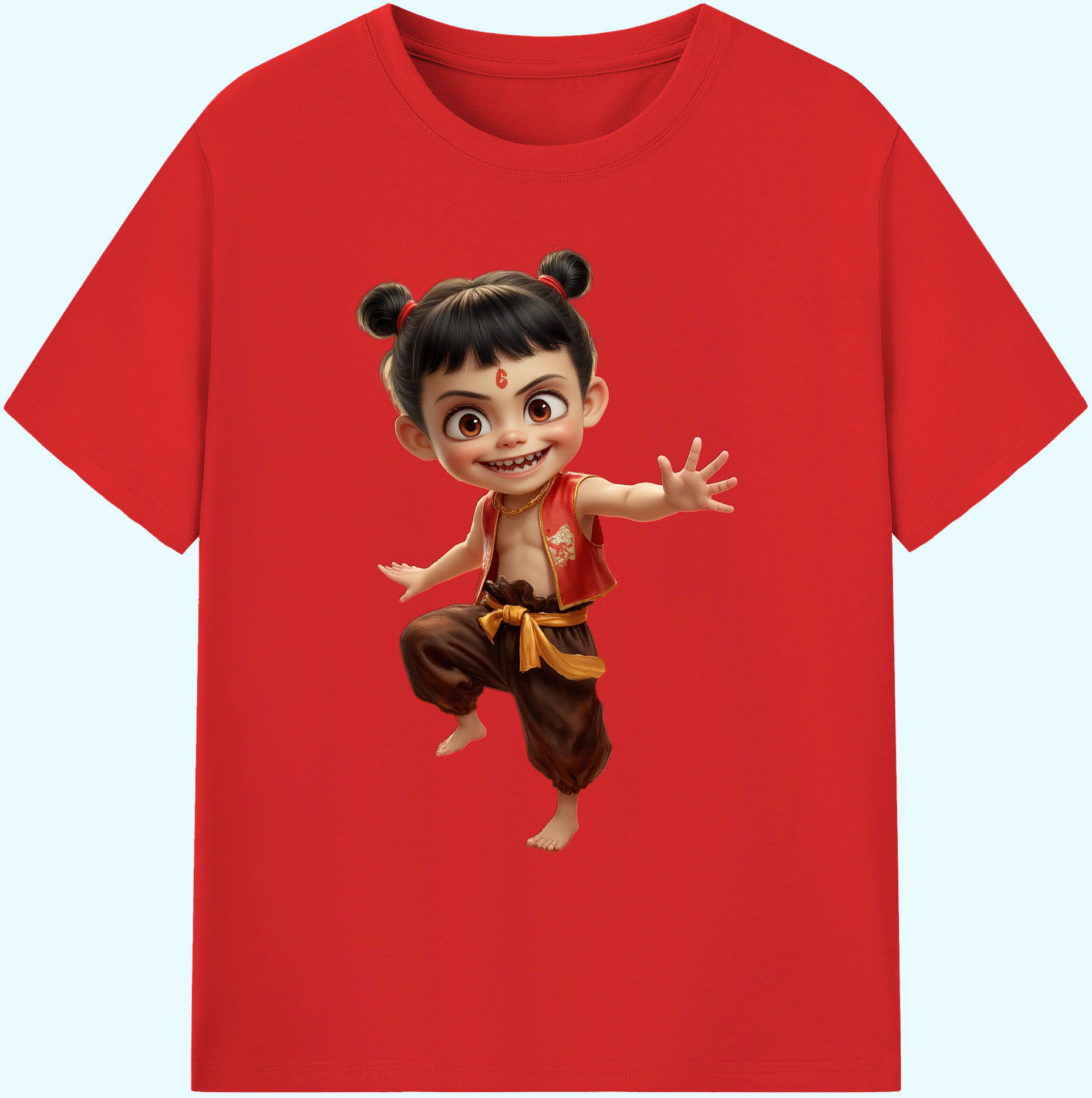 （画像用） Ne Zha 2 ナタ 魔童の大暴れ 綿100％ メンズ半袖Tシャツ｜肌触りやわらか＆通気性