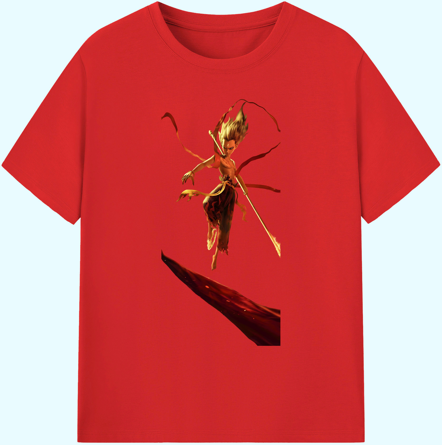 （画像用） Ne Zha 2 ナタ 魔童の大暴れ 綿100％ メンズ半袖Tシャツ｜肌触りやわらか＆通気性