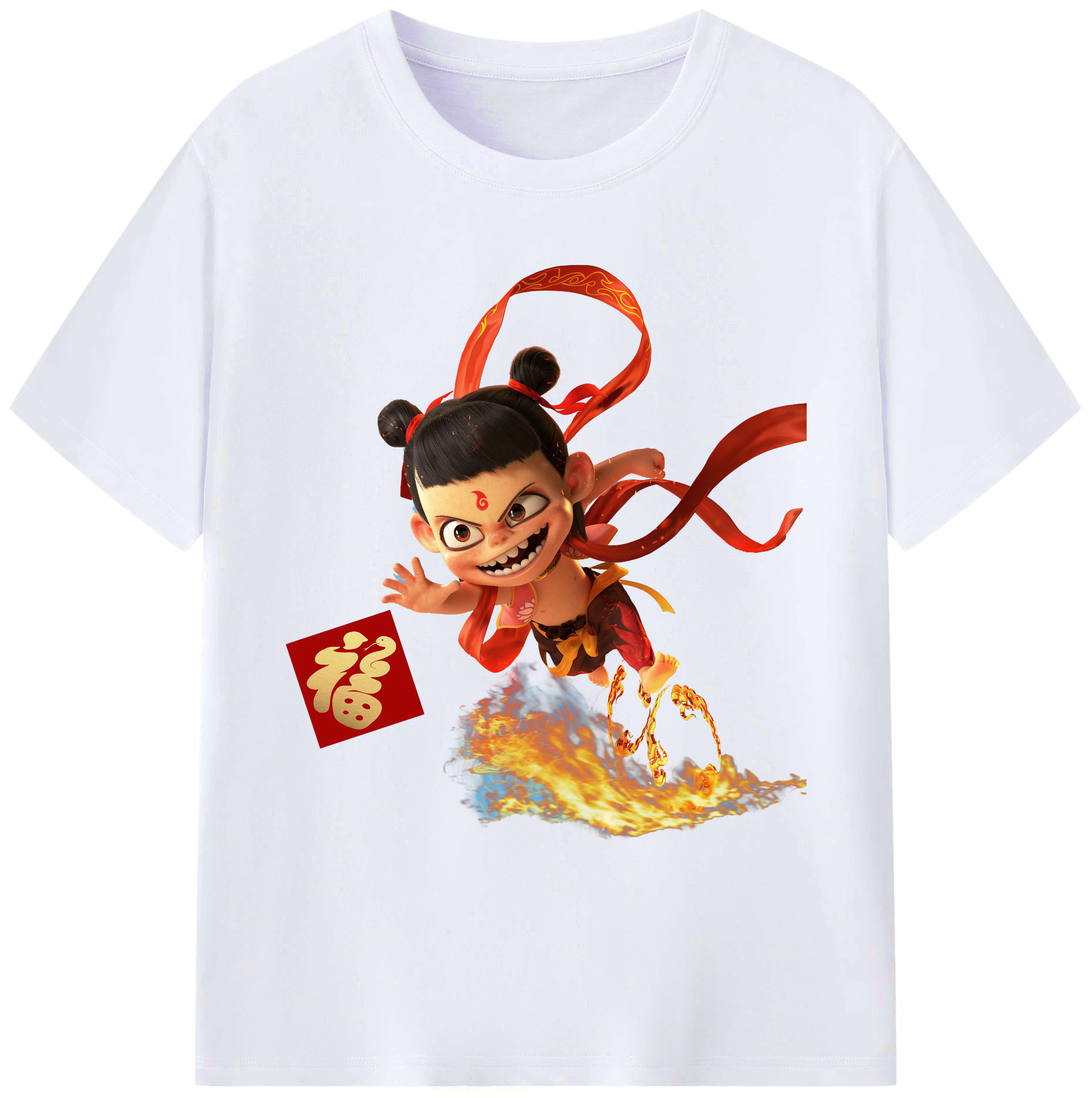（画像用） Ne Zha 2 ナタ 魔童の大暴れ 綿100％ メンズ半袖Tシャツ｜肌触りやわらか＆通気性