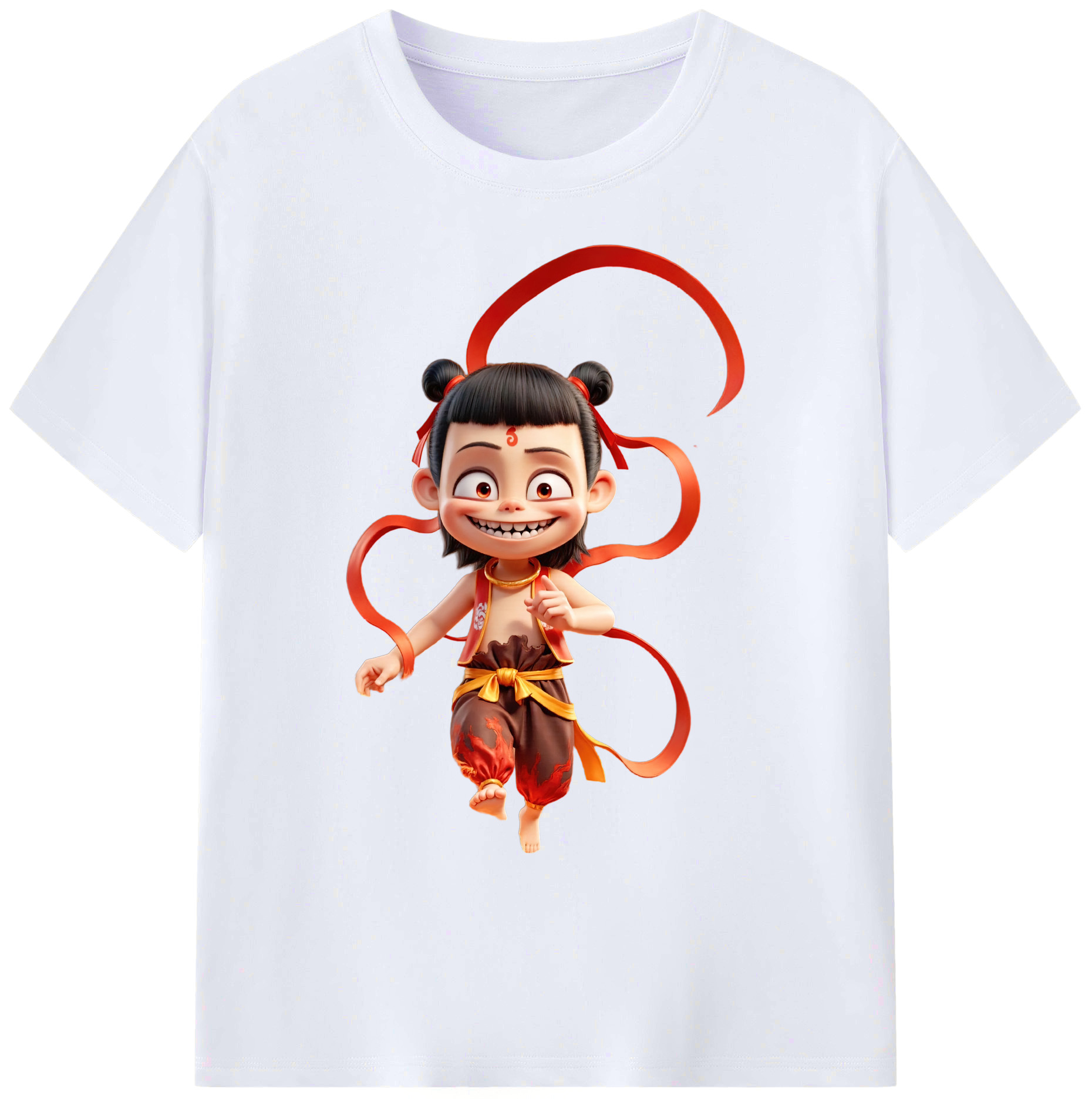 （画像用） Ne Zha 2 ナタ 魔童の大暴れ 綿100％ メンズ半袖Tシャツ｜肌触りやわらか＆通気性