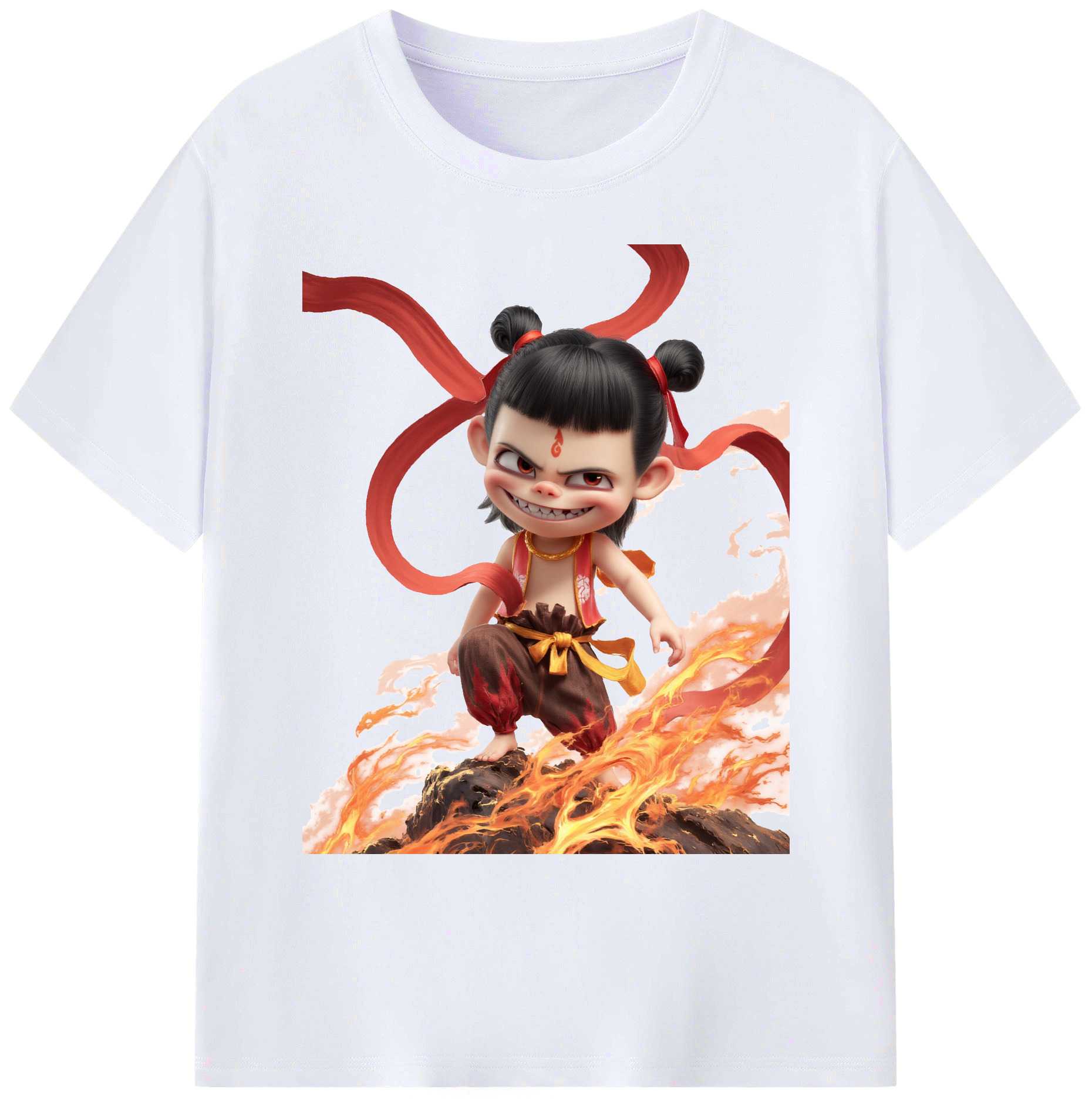 （画像用） Ne Zha 2 ナタ 魔童の大暴れ 綿100％ メンズ半袖Tシャツ｜肌触りやわらか＆通気性