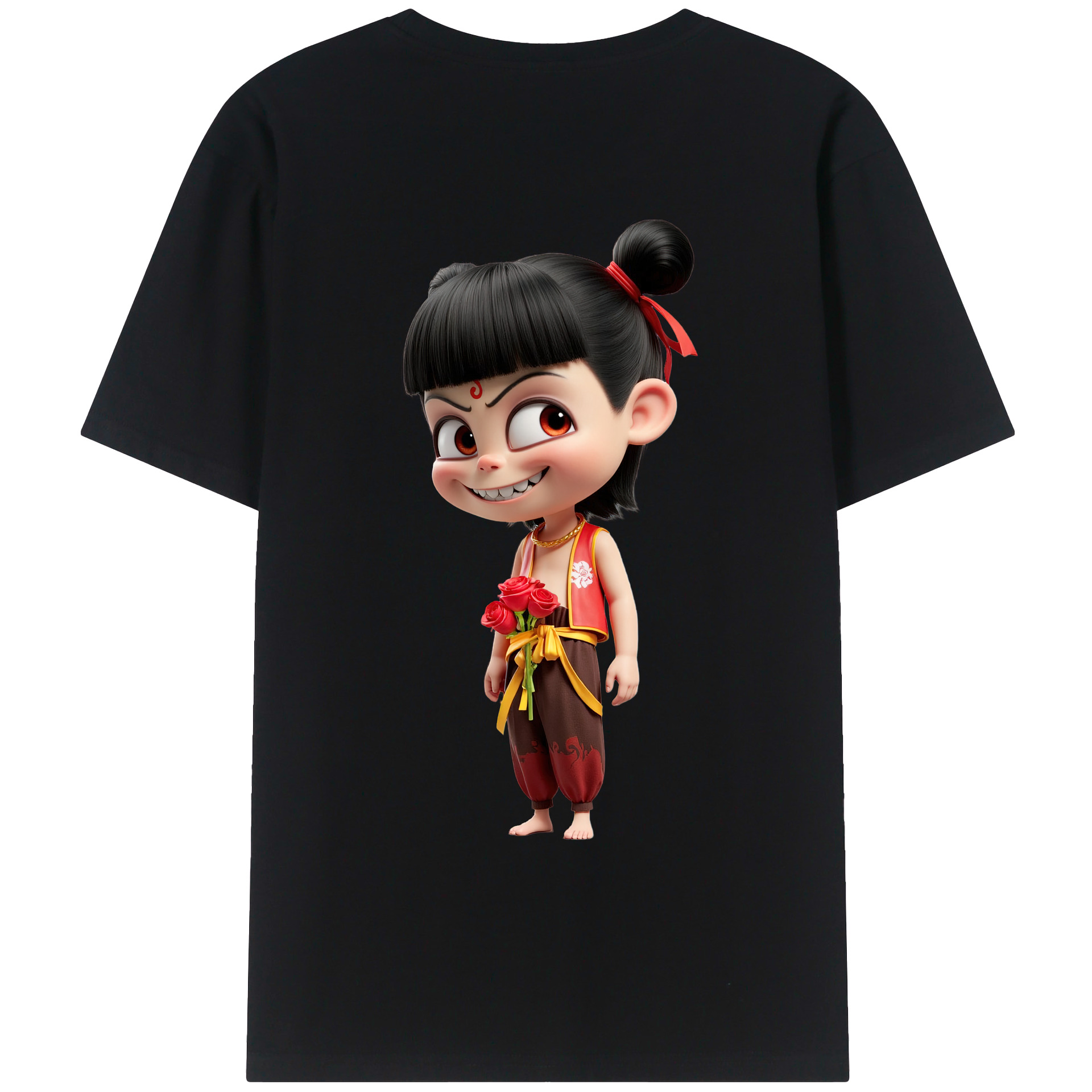 （画像用） Ne Zha 2 ナタ 魔童の大暴れ レディース半袖Tシャツ(バックプリント)