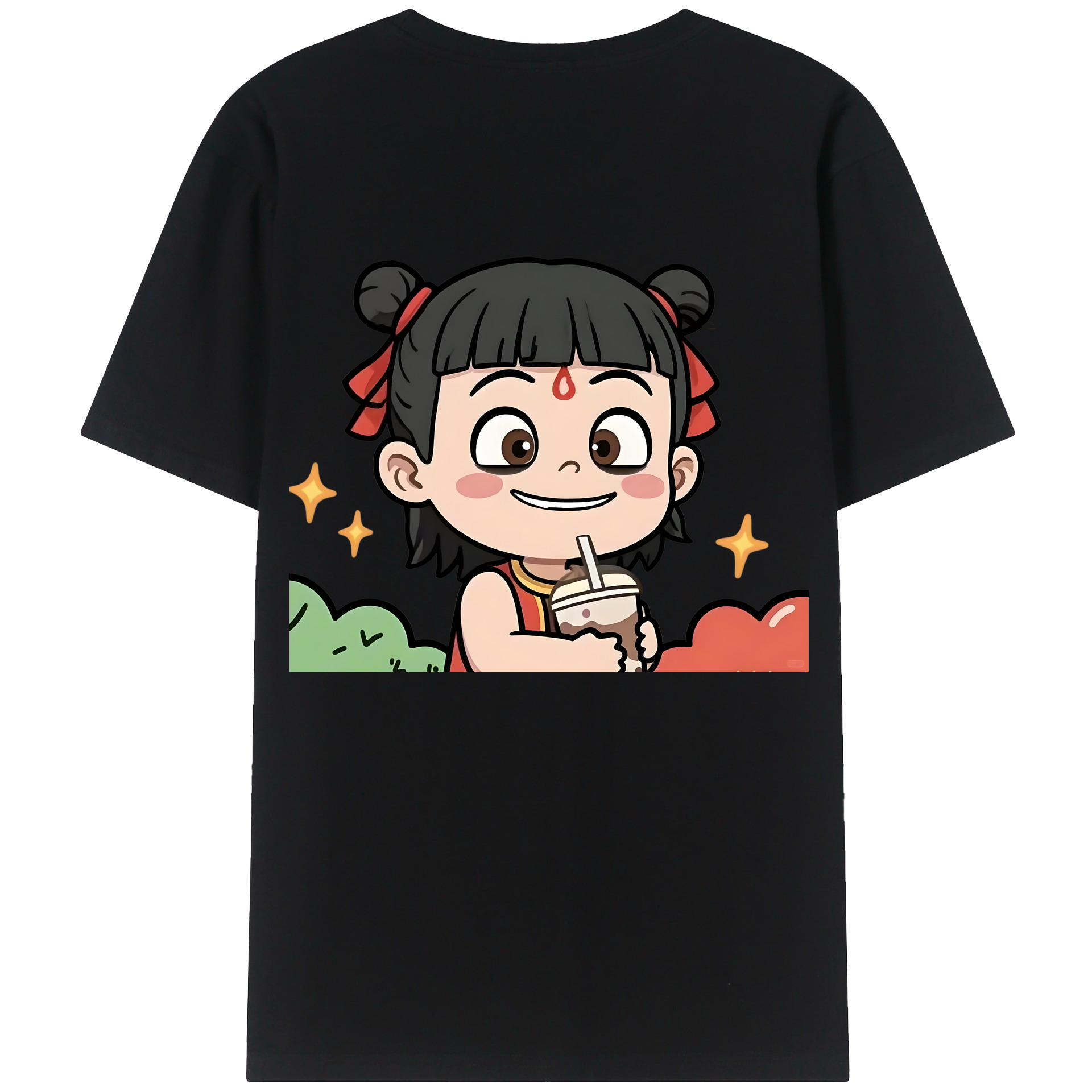 （画像用） Ne Zha 2 ナタ 魔童の大暴れ レディース半袖Tシャツ(バックプリント)