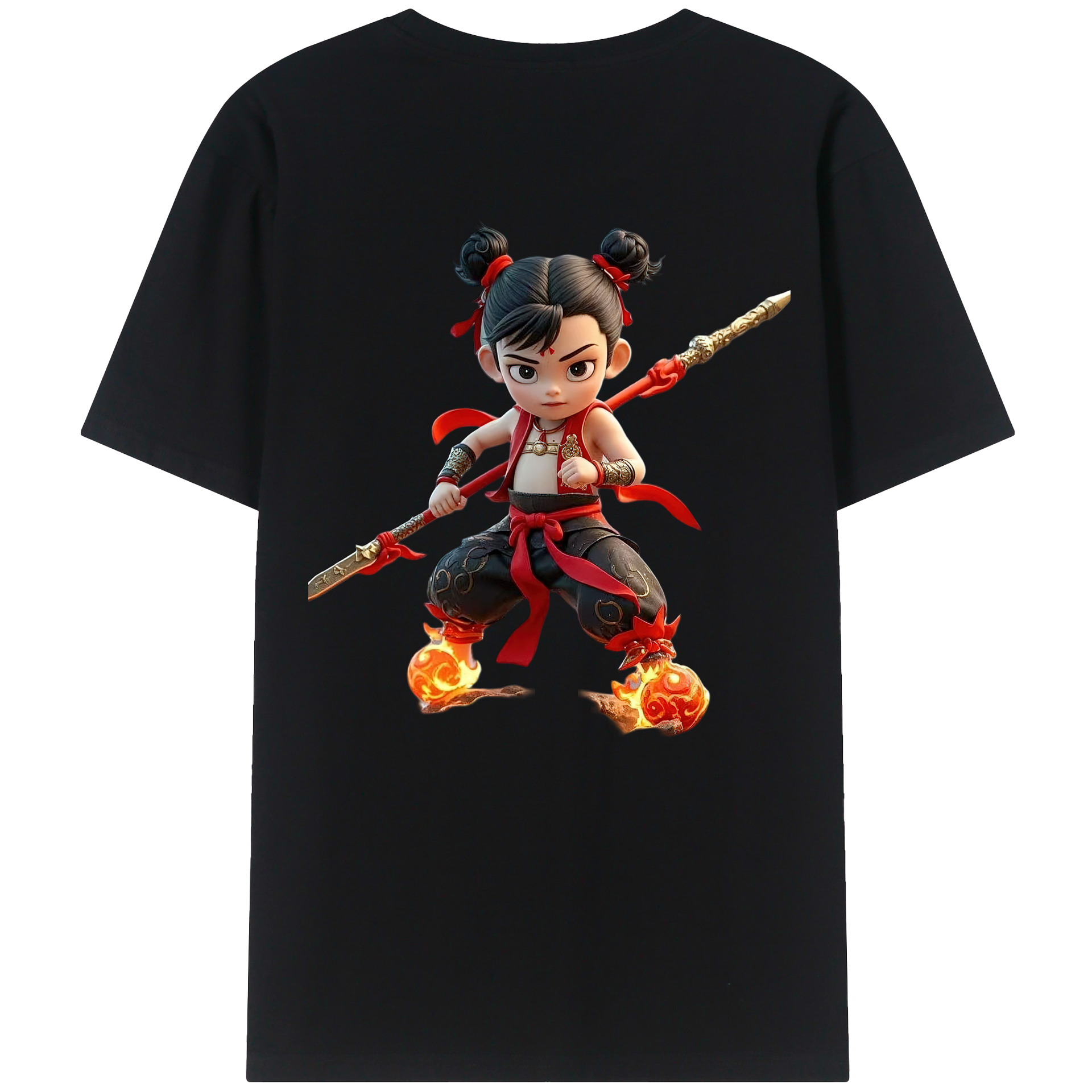 （画像用） Ne Zha 2 ナタ 魔童の大暴れ レディース半袖Tシャツ(バックプリント)