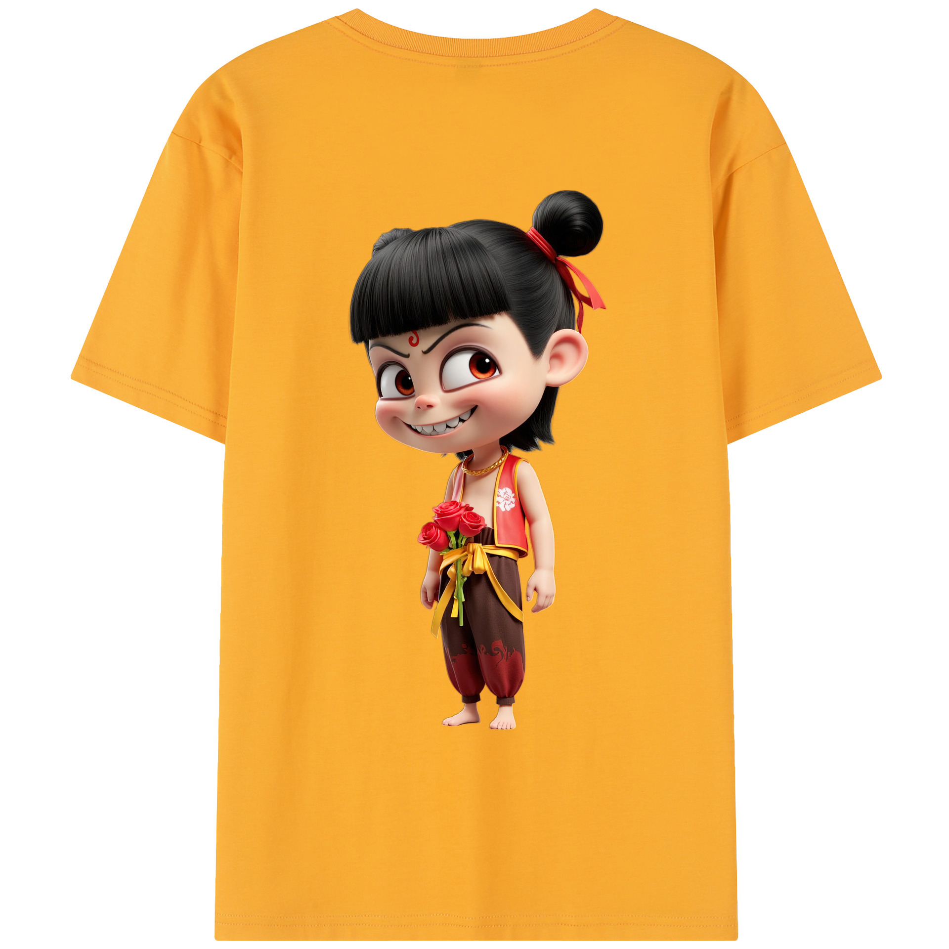 （画像用） Ne Zha 2 ナタ 魔童の大暴れ レディース半袖Tシャツ(バックプリント)
