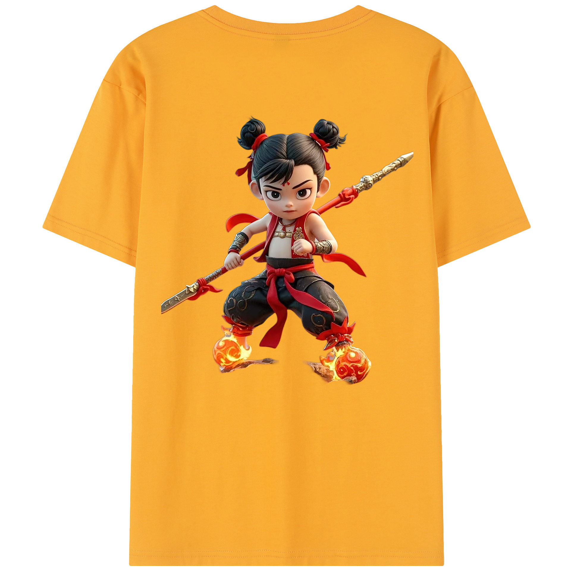 （画像用） Ne Zha 2 ナタ 魔童の大暴れ レディース半袖Tシャツ(バックプリント)