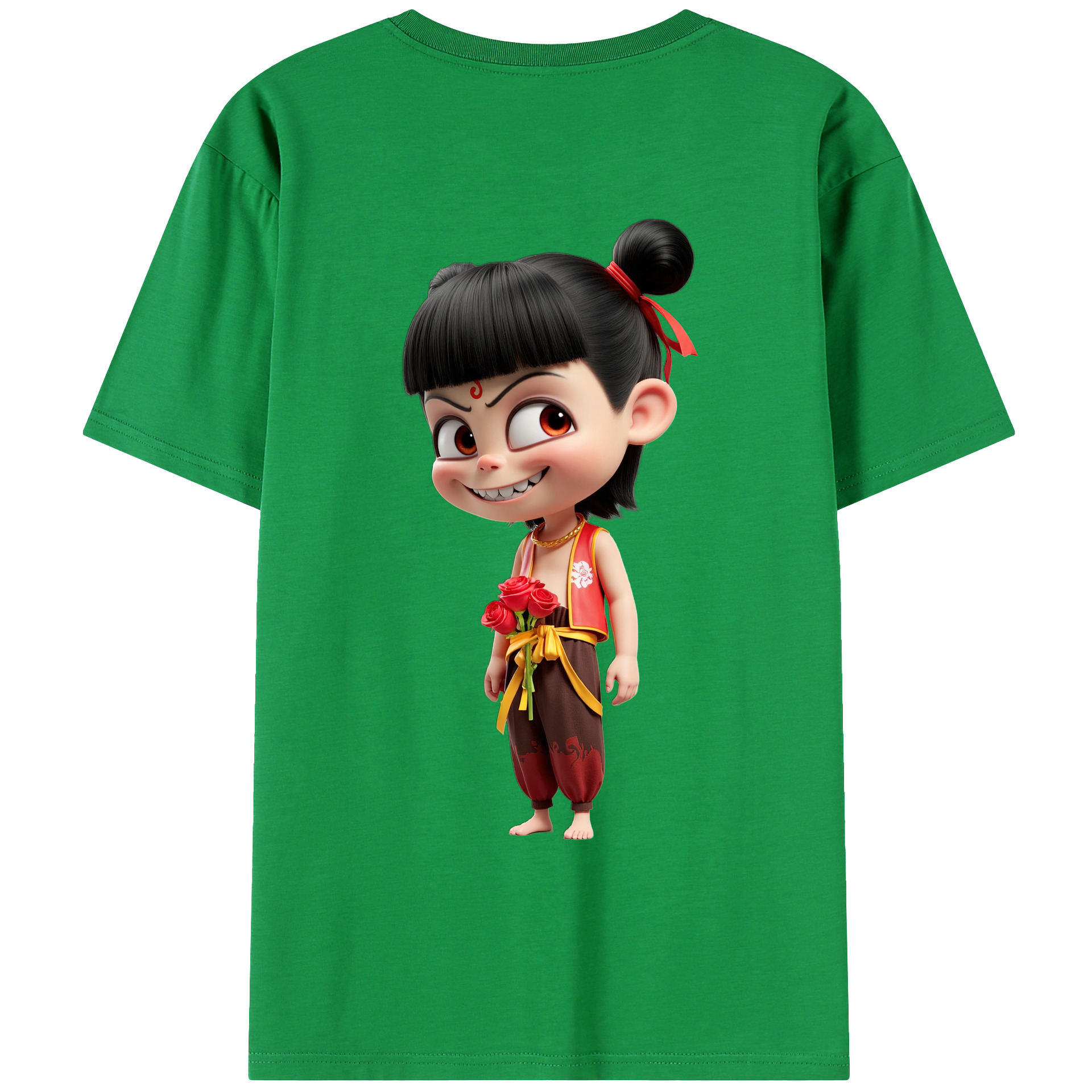 （画像用） Ne Zha 2 ナタ 魔童の大暴れ レディース半袖Tシャツ(バックプリント)
