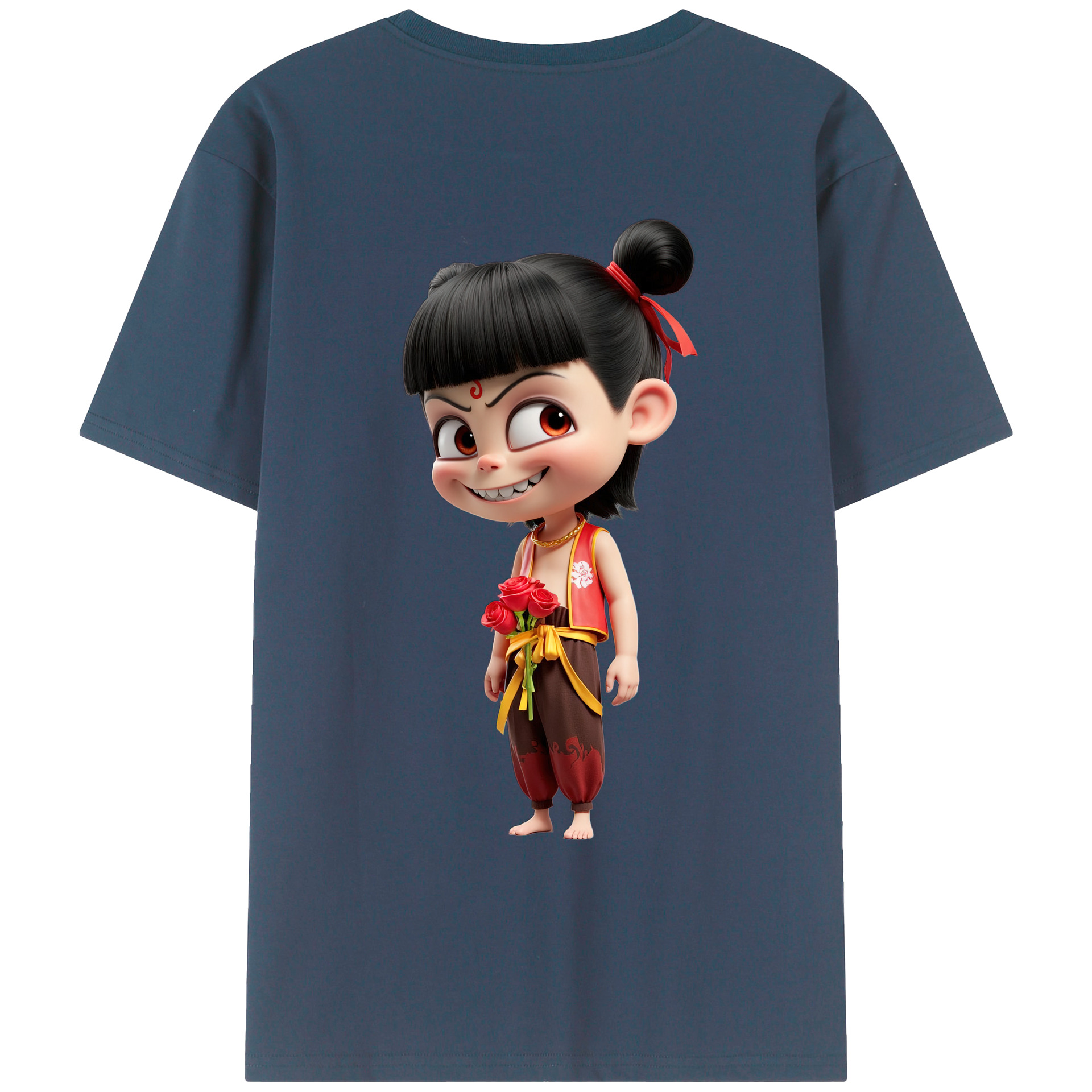 （画像用） Ne Zha 2 ナタ 魔童の大暴れ レディース半袖Tシャツ(バックプリント)