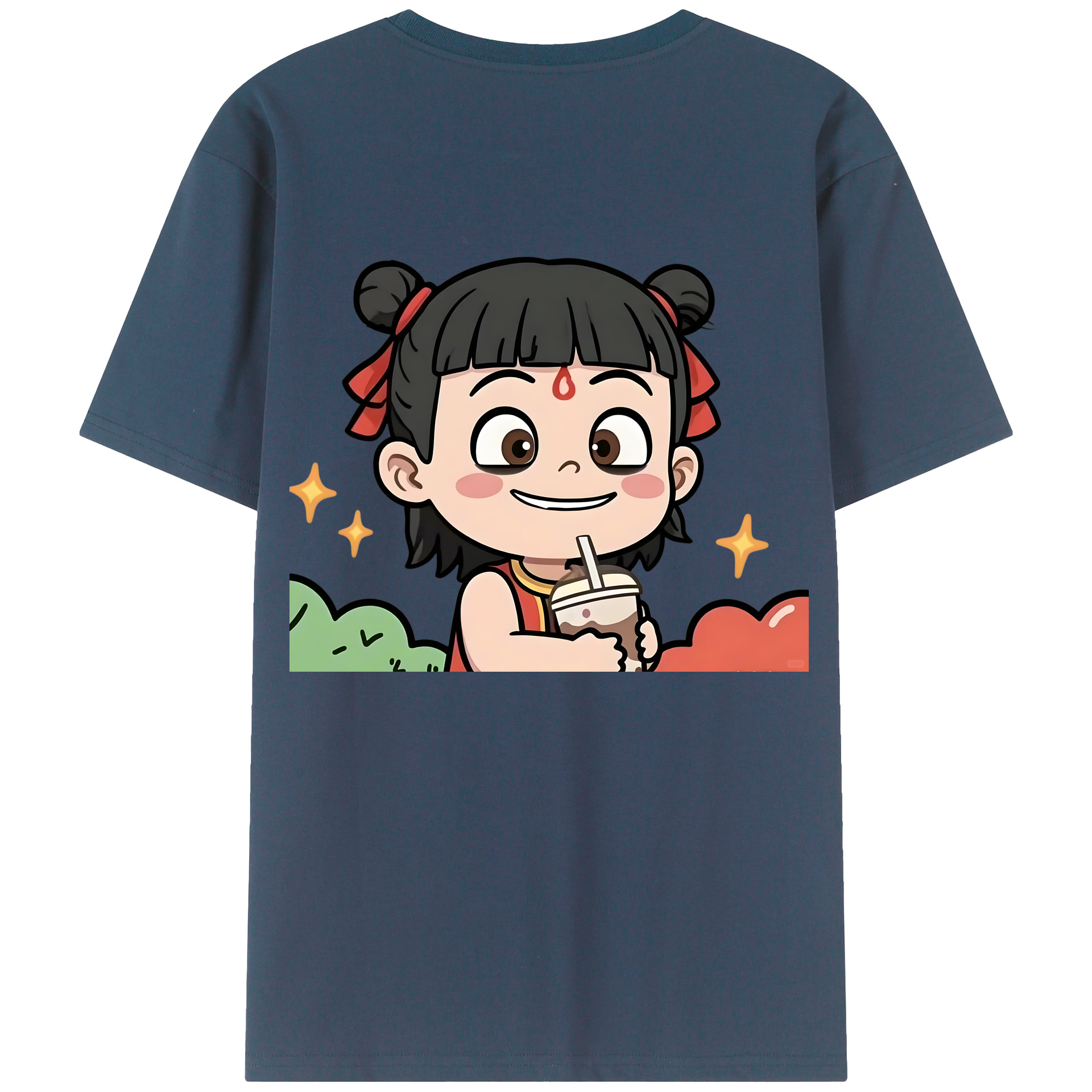 （画像用） Ne Zha 2 ナタ 魔童の大暴れ レディース半袖Tシャツ(バックプリント)