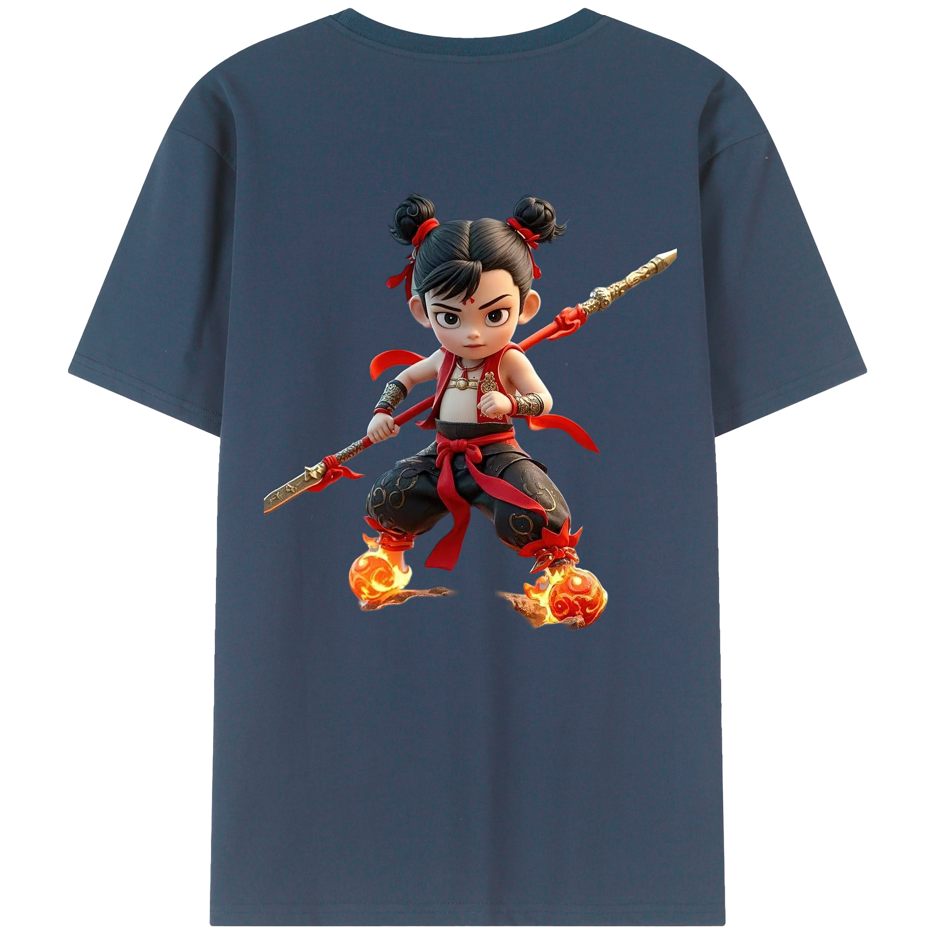 （画像用） Ne Zha 2 ナタ 魔童の大暴れ レディース半袖Tシャツ(バックプリント)