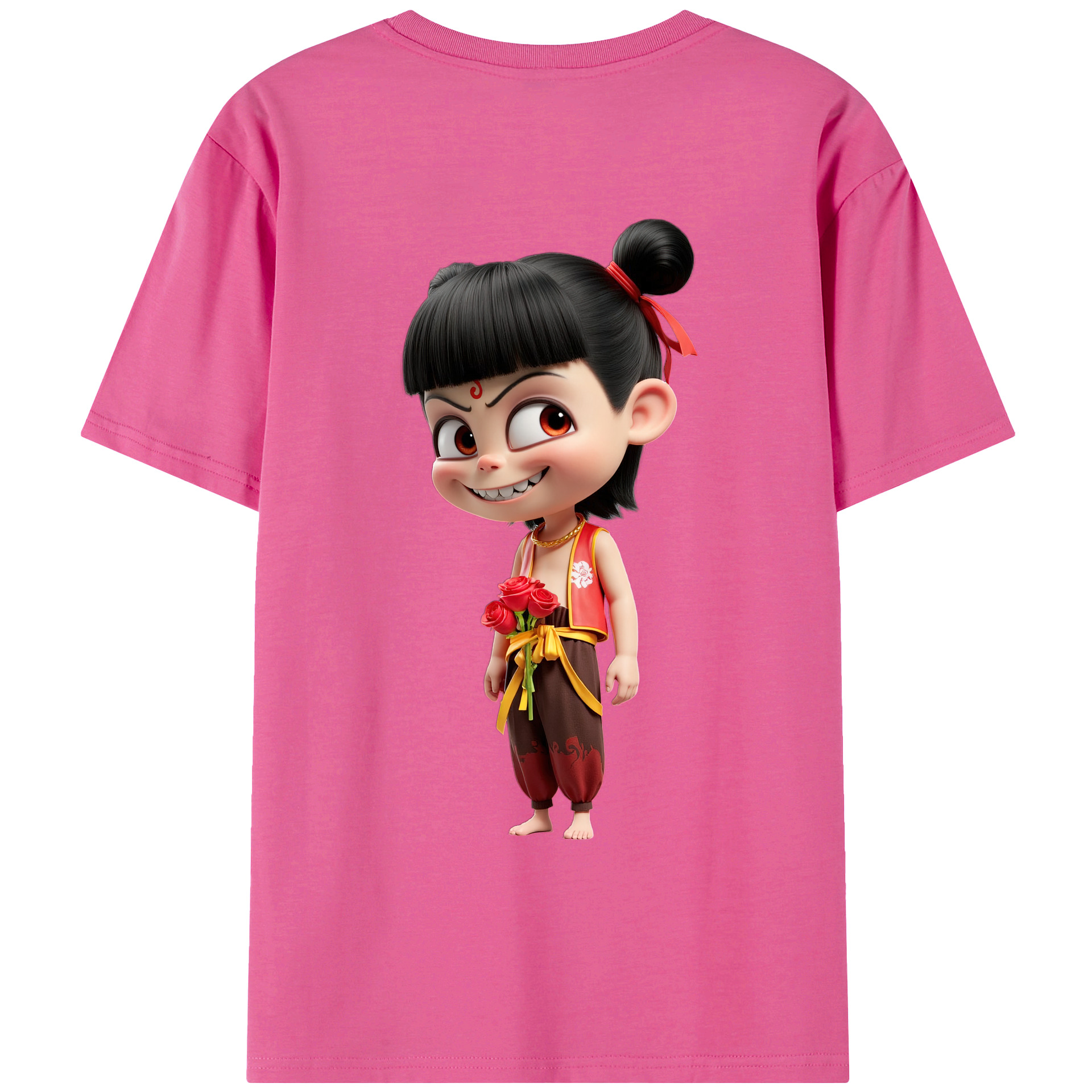 （画像用） Ne Zha 2 ナタ 魔童の大暴れ レディース半袖Tシャツ(バックプリント)