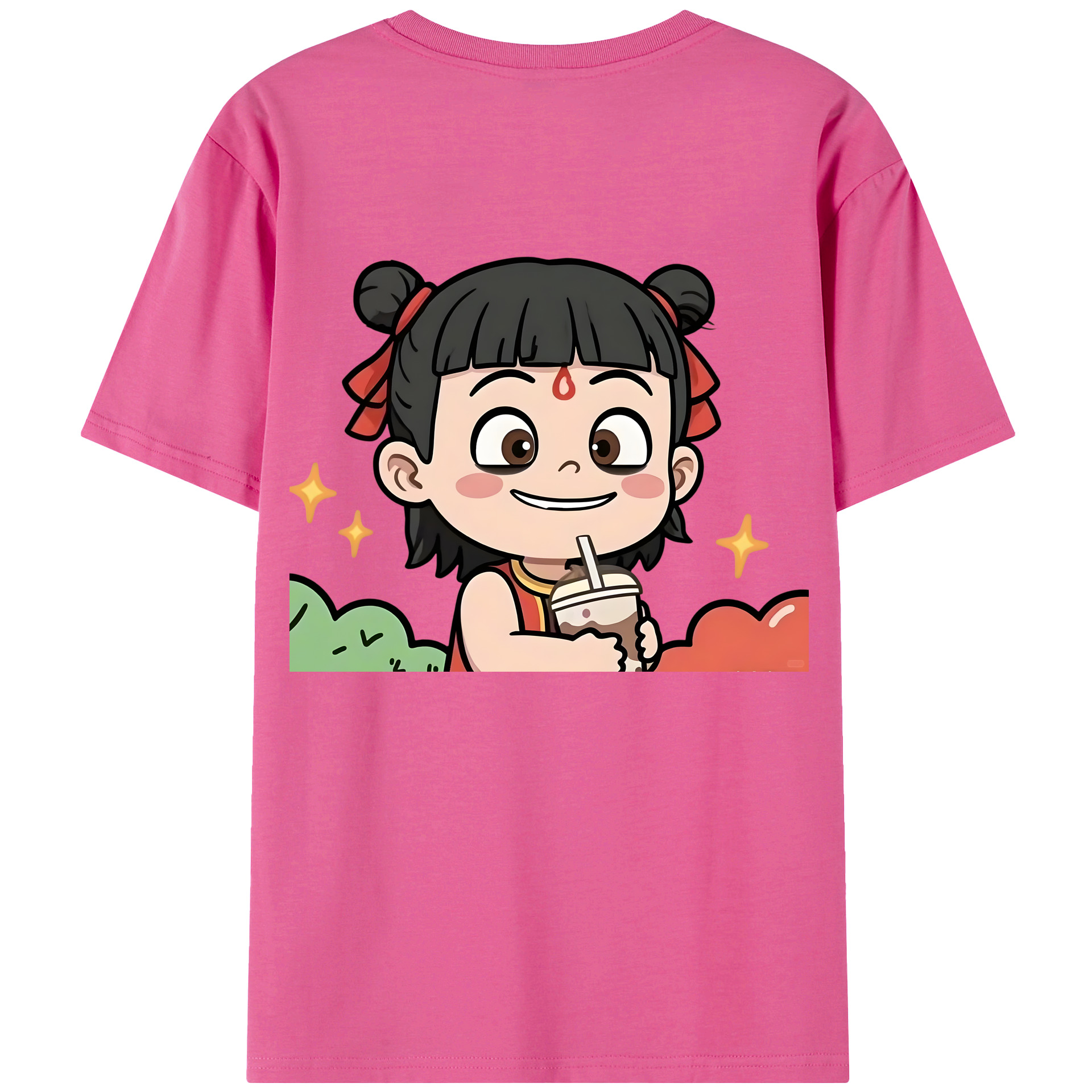 （画像用） Ne Zha 2 ナタ 魔童の大暴れ レディース半袖Tシャツ(バックプリント)