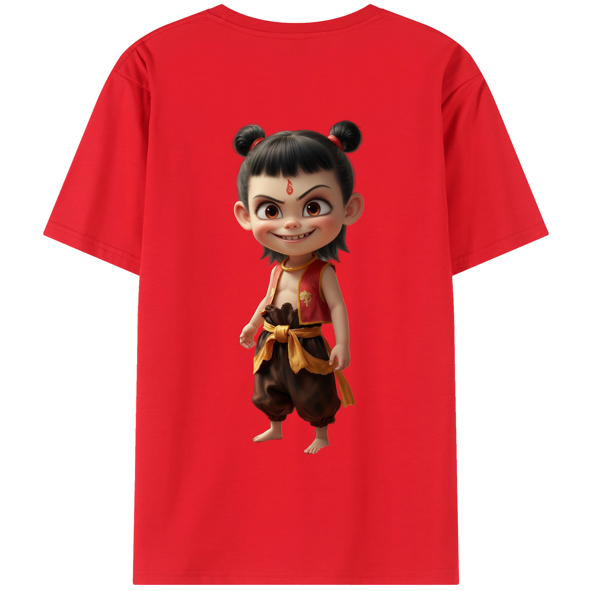 （画像用） Ne Zha 2 ナタ 魔童の大暴れ レディース半袖Tシャツ(バックプリント)