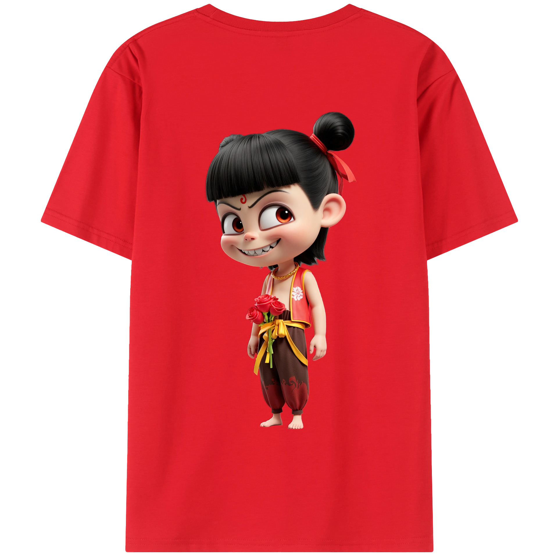 （画像用） Ne Zha 2 ナタ 魔童の大暴れ レディース半袖Tシャツ(バックプリント)