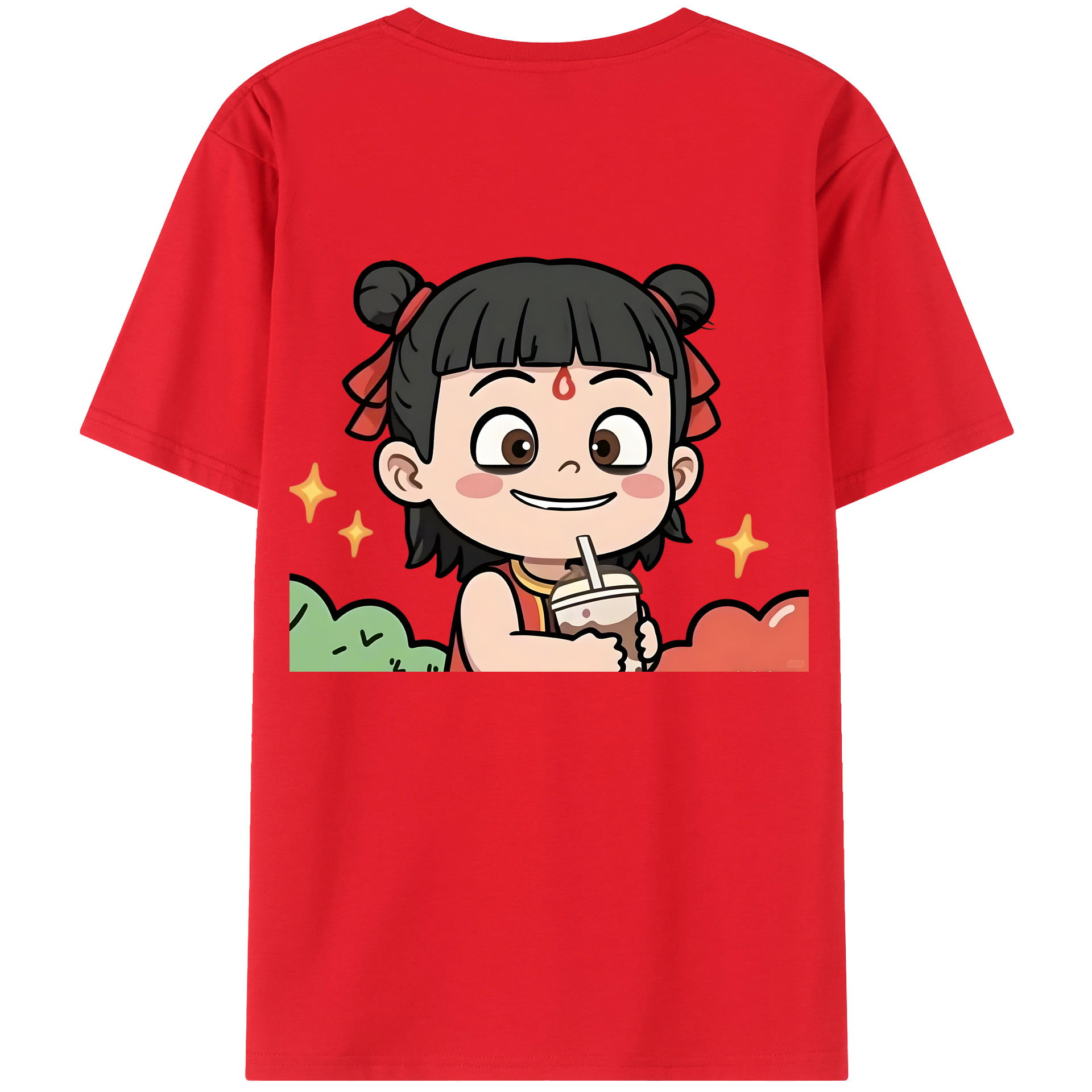 （画像用） Ne Zha 2 ナタ 魔童の大暴れ レディース半袖Tシャツ(バックプリント)