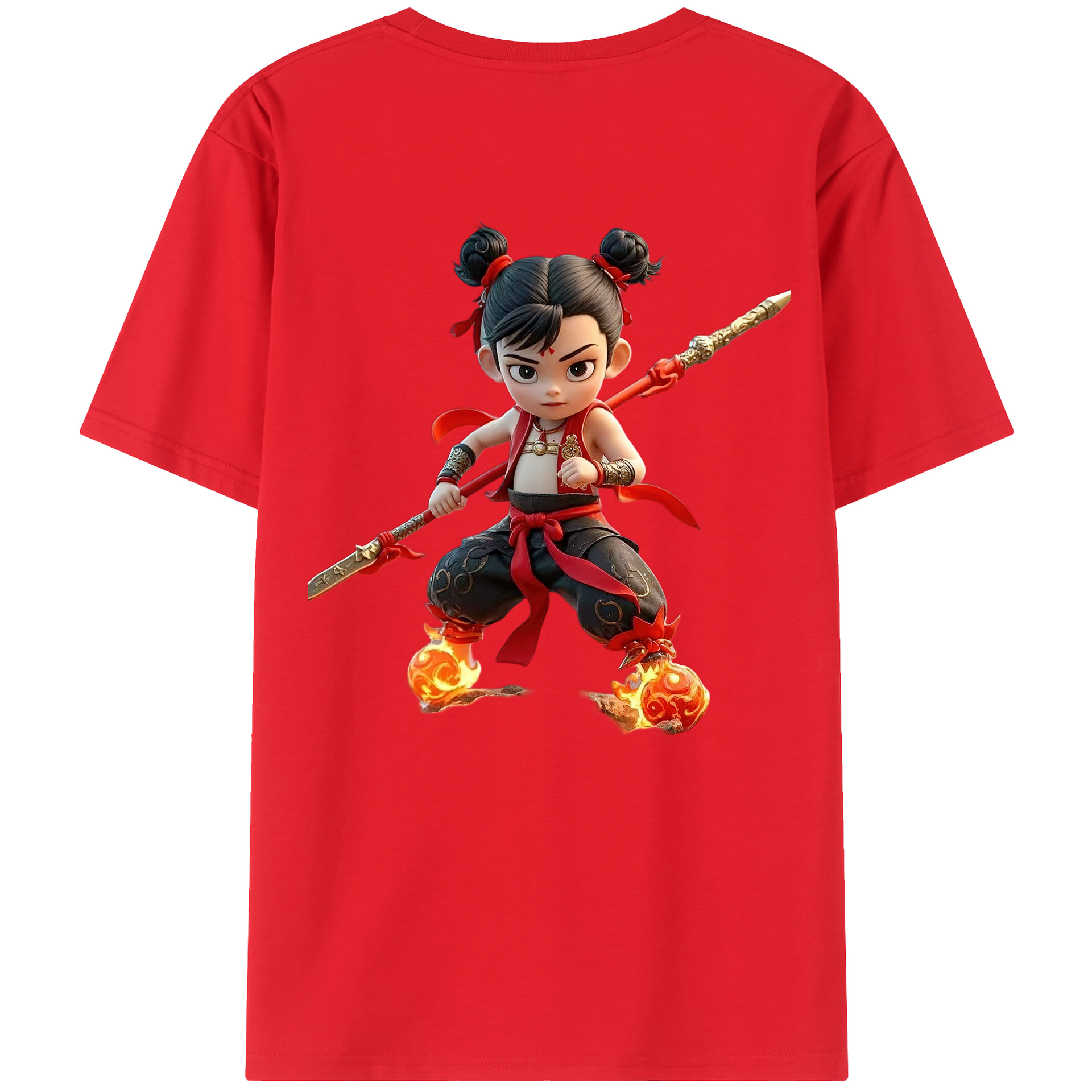（画像用） Ne Zha 2 ナタ 魔童の大暴れ レディース半袖Tシャツ(バックプリント)